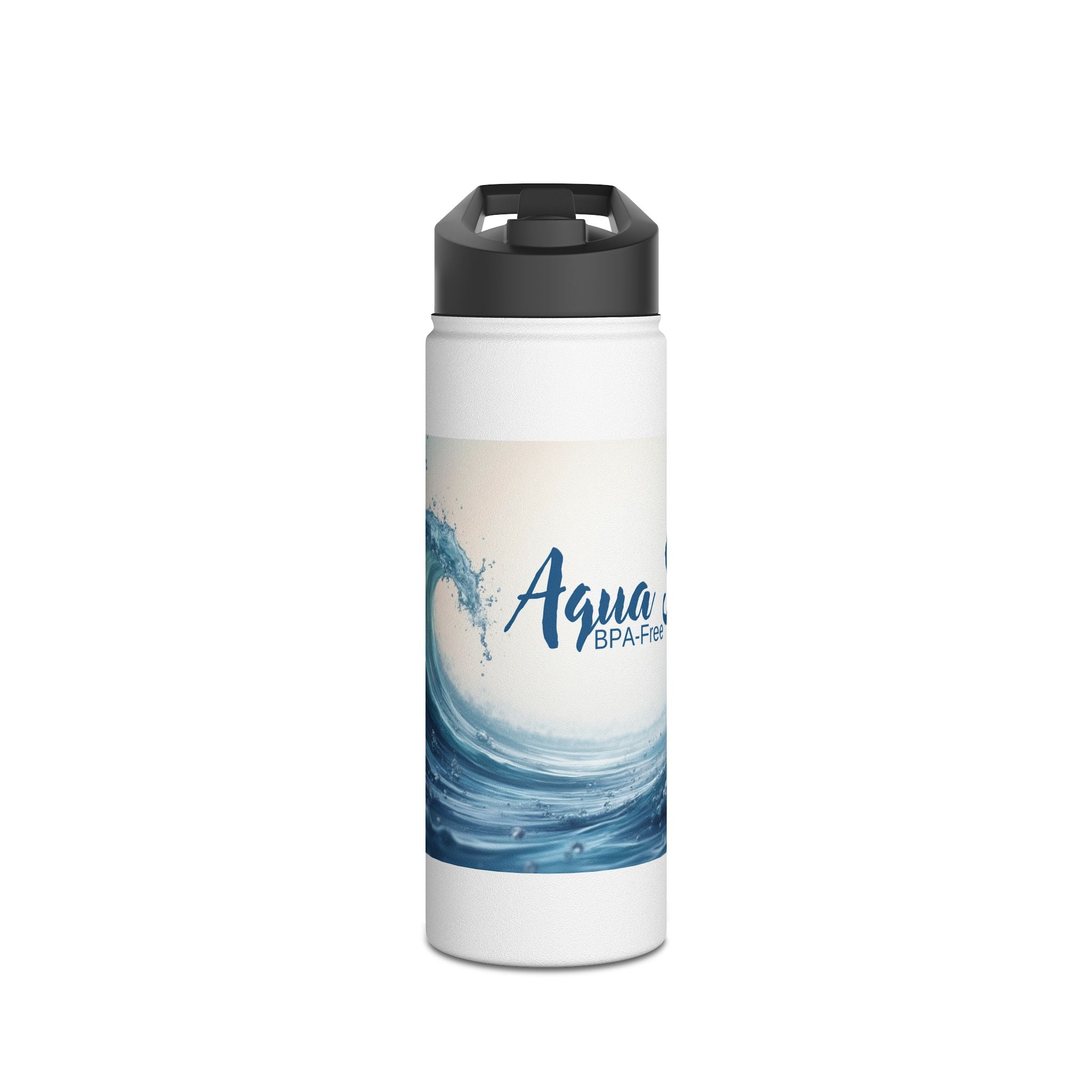 Aqua Wave Stainless Steel Water Bottle, Hydration Gift, Outdoor Adventure, Beach Vibes, Eco-Friendly, Travel Companion