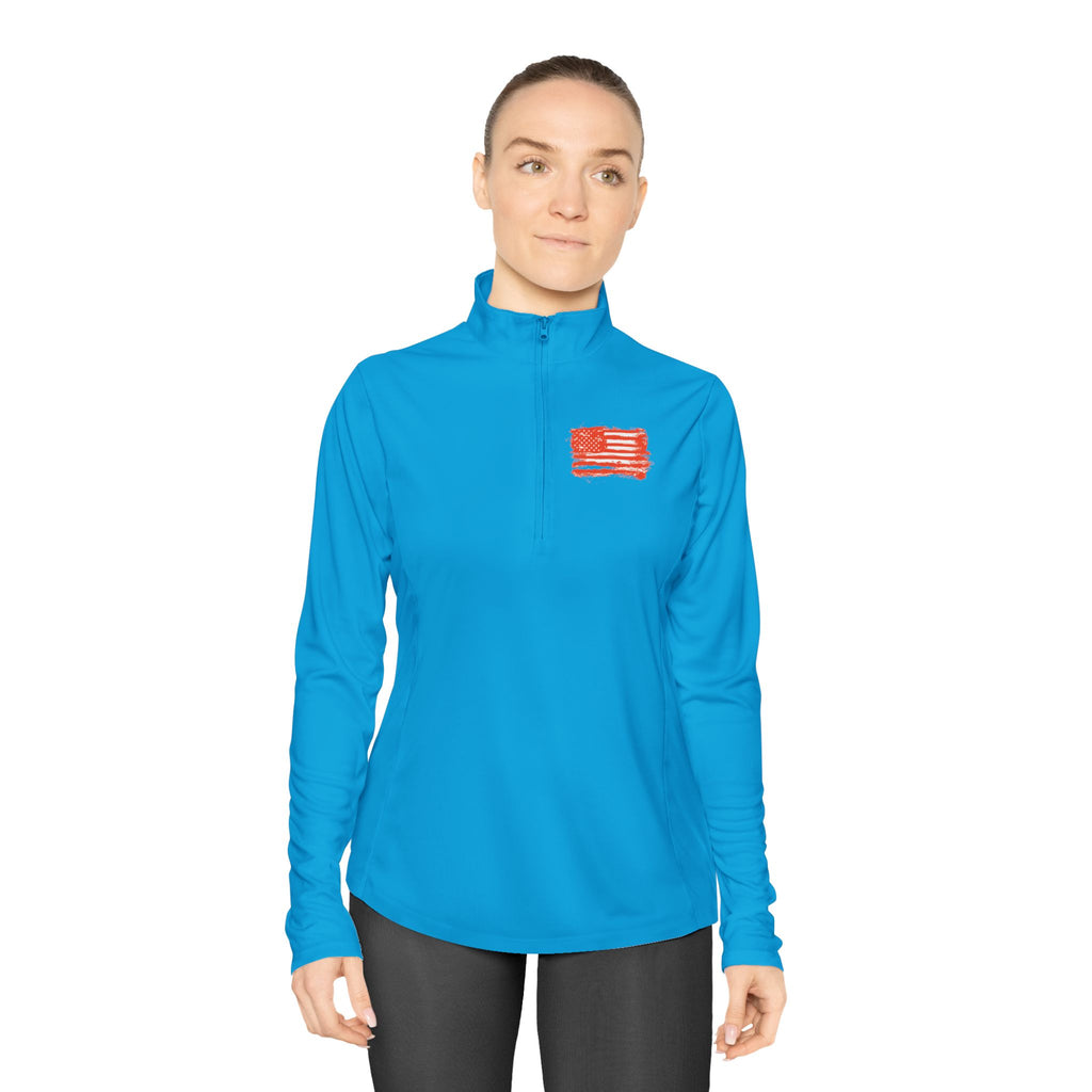 Ladies Quarter-Zip Pullover with Motivational Running Design, Athletic Apparel, Activewear, Sportswear, Fitness Gift, Running Top