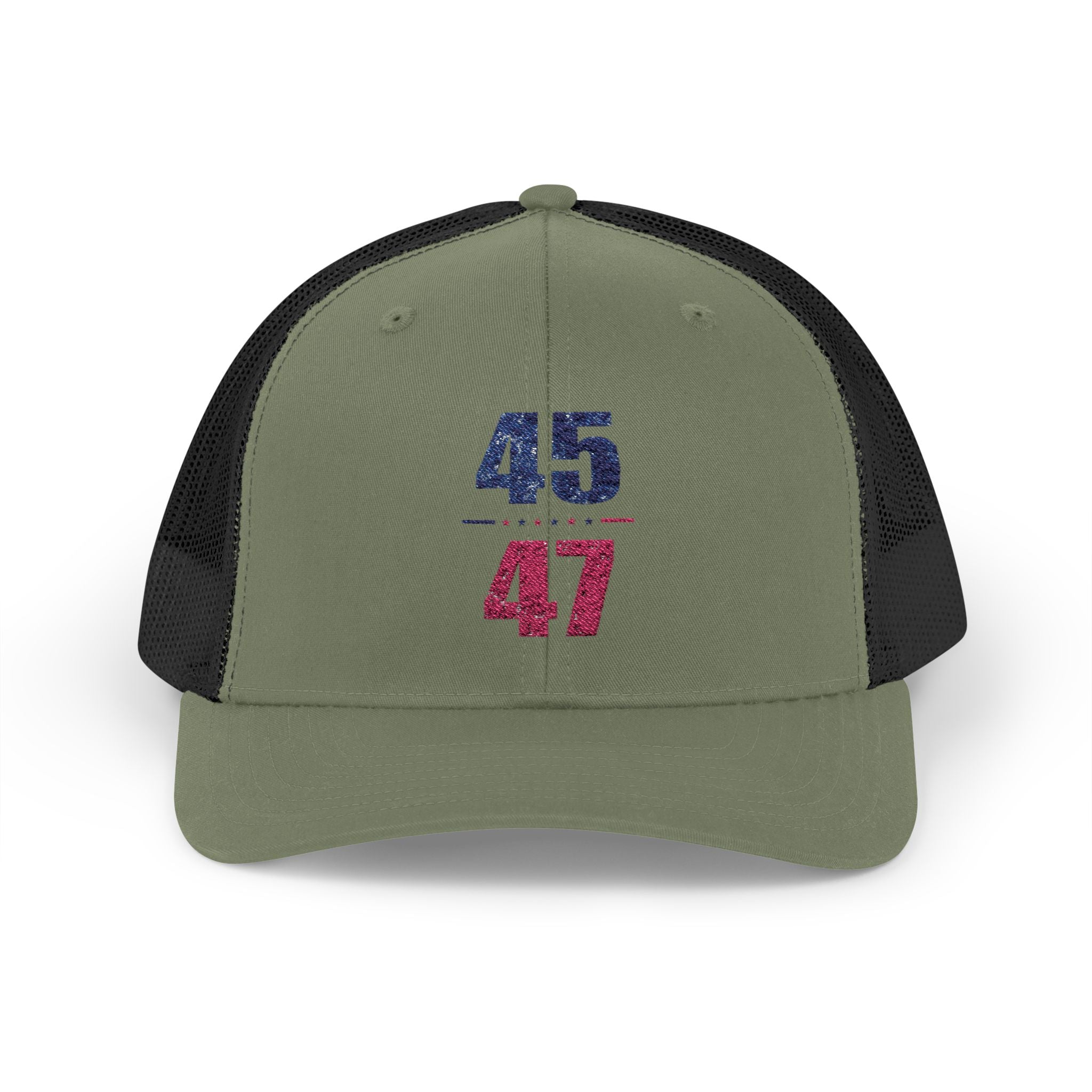 45 / 47 Patriotic Snapback Trucker Cap with Thin Red Line Design, Ideal for First Responders, Supportive Gifts, Memorials, Everyday Wear