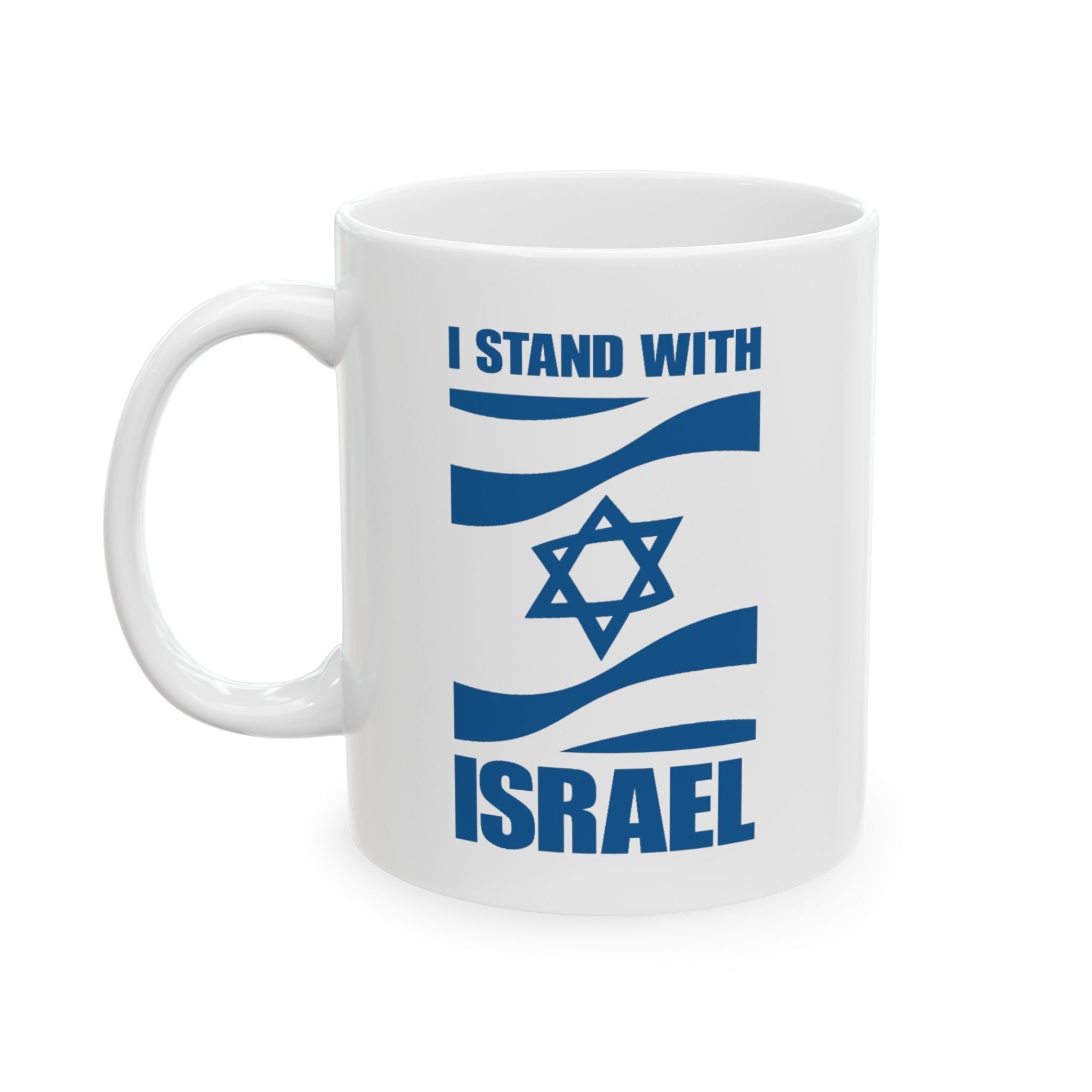 Isreal Patriotic Ceramic Mug, Jewish Pride Tea Cup, Hebrew Flag Coffee Mug, Star of David Nationalistic Mug, Independence Day Tea Mug