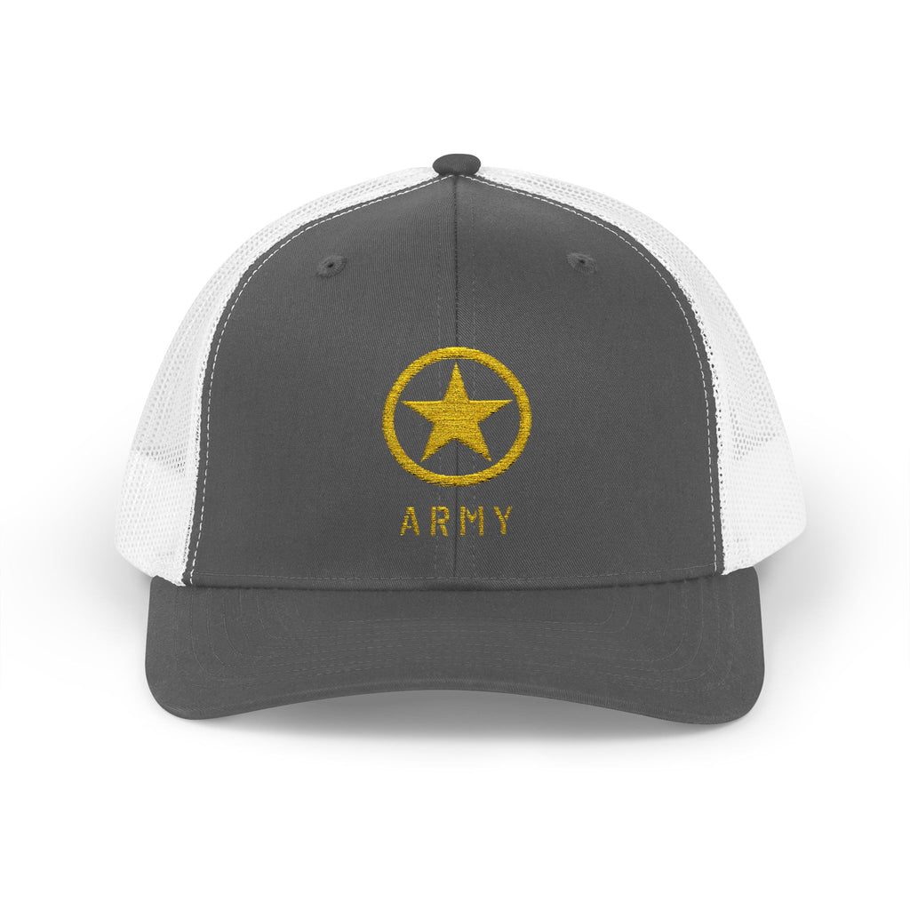 US Army Snapback Trucker Cap with Thin Red Line Design, Ideal for First Responders, Supportive Gifts, Memorials, Everyday Wear