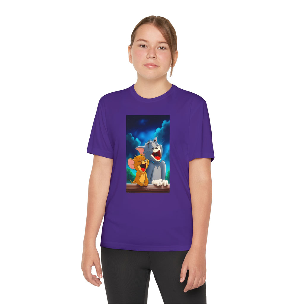 Youth Competitor Tee with Tom And Jerry design, Cartoon Graphic Kid's T-Shirt, Kids Tee, Children's Clothing, Funny Tee for Boys and Girls