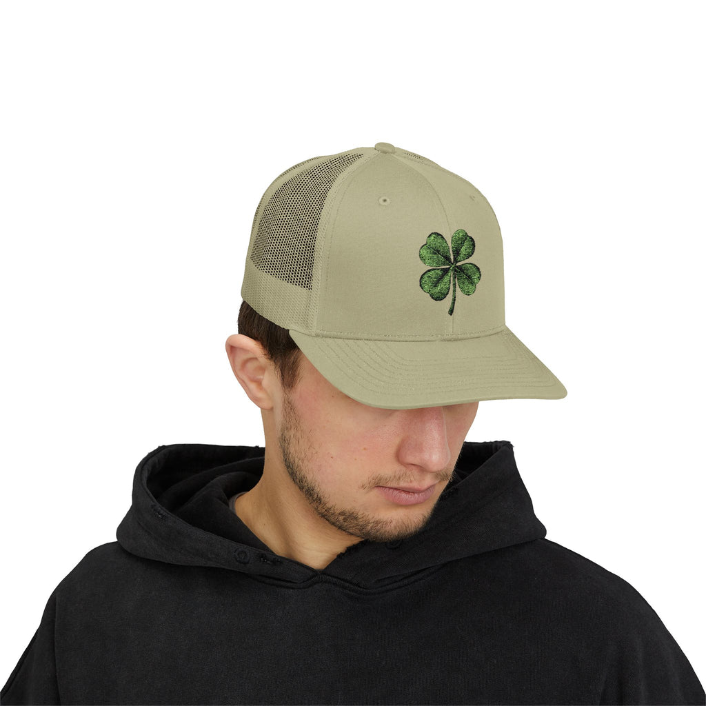 St. Patrick's Day Lucky 4-Leaf Clover Snapback Trucker Cap