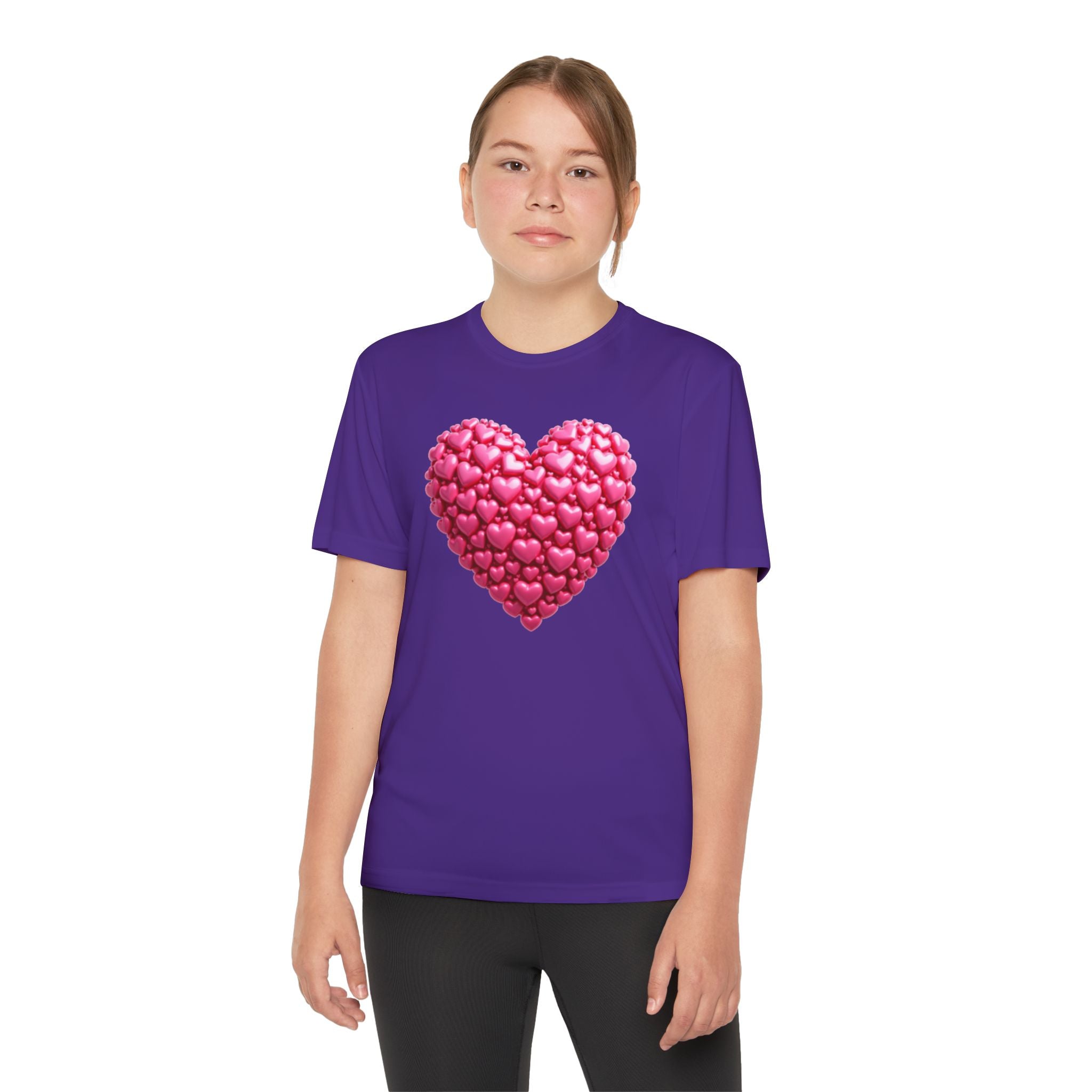 Heart Youth T-Shirt Sports Graphic Tee, Cool Athletic Shirt for Kids, Perfect for Sports Events, Team Spirit