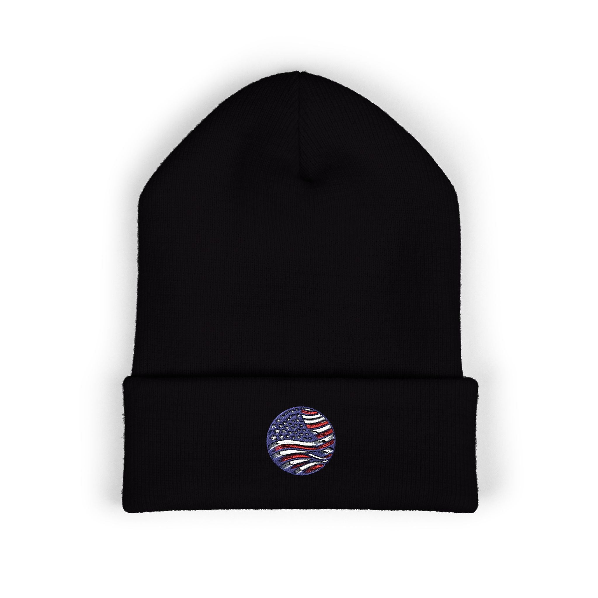 Embroidered Patriotic Beanie, Usa Flag Cuffed Hat, American Flag Knit Beanie, Patriotic Headwear, USA Flag Winter Hat