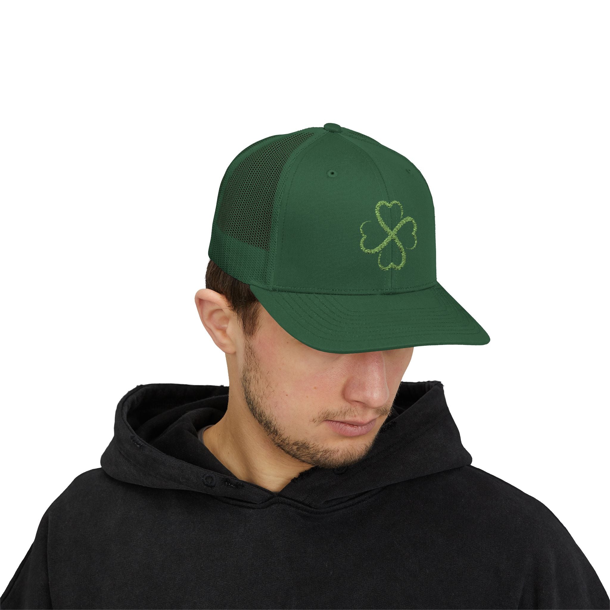 St. Patrick's Day Lucky 4-Leaf Clover Snapback Trucker Cap