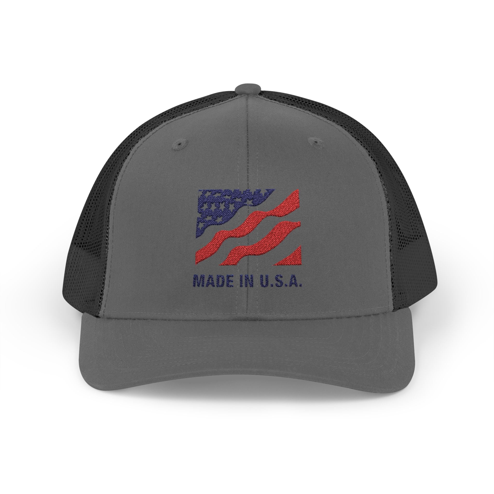 Made In The USA Snapback Trucker Cap with Thin Red Line Design, Ideal for First Responders, Supportive Gifts, Memorials, Everyday Wear