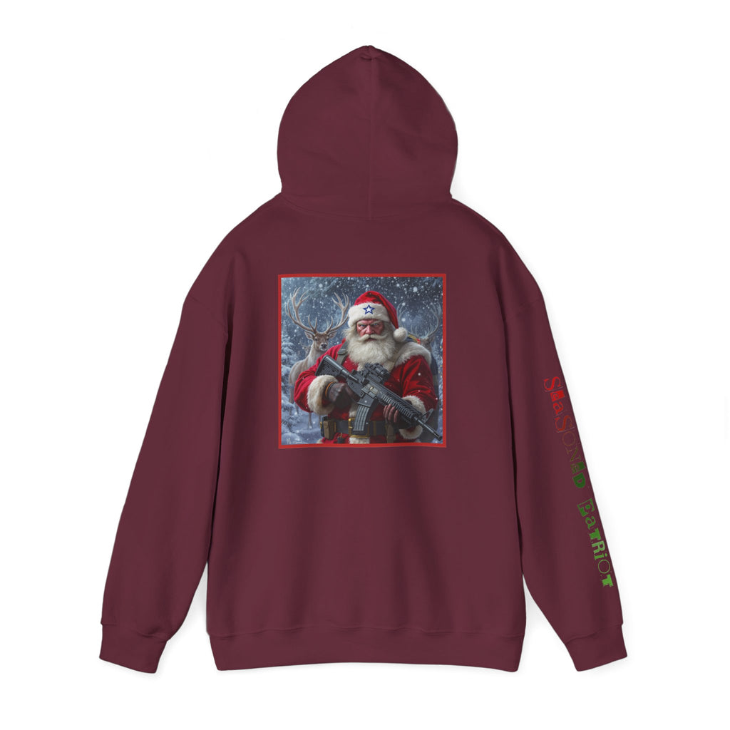 Christmas Santa Claus Patriotic USA Hoodie, Sweatshirt, Unisex Hooded Pullover, Holiday Outerwear, Festive Winter Apparel