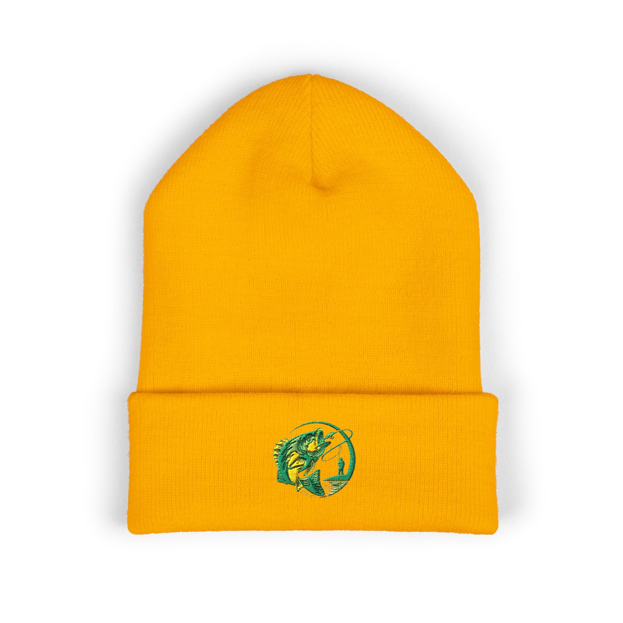 Embroidered Fishing Beanie, Fisherman Gift, Outdoor Winter Hat, Fishing Lover Apparel, Fishing Beanie with Embroidery