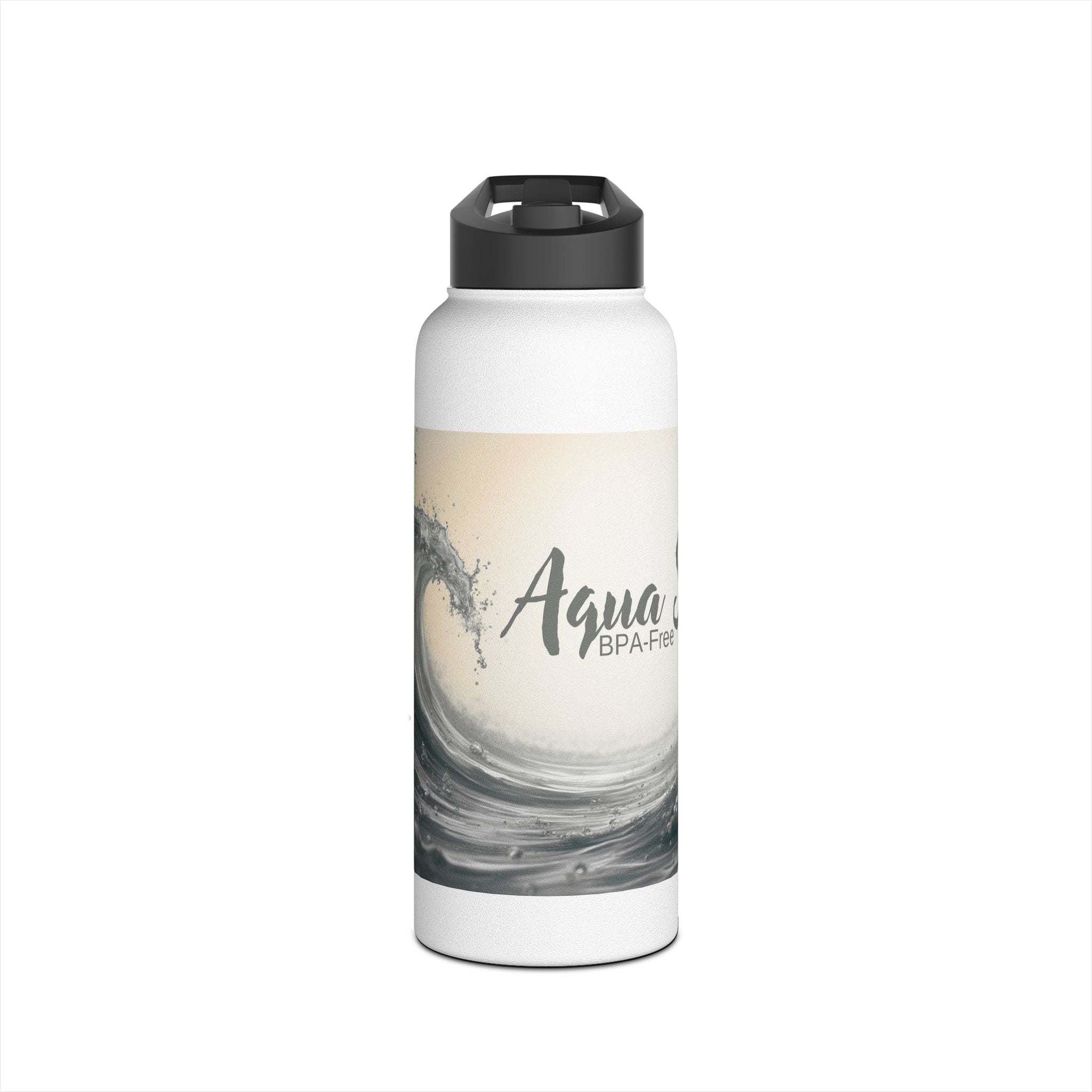 Aqua Wave Stainless Steel Water Bottle, Hydration Gift, Outdoor Adventure, Beach Vibes, Eco-Friendly, Travel Companion