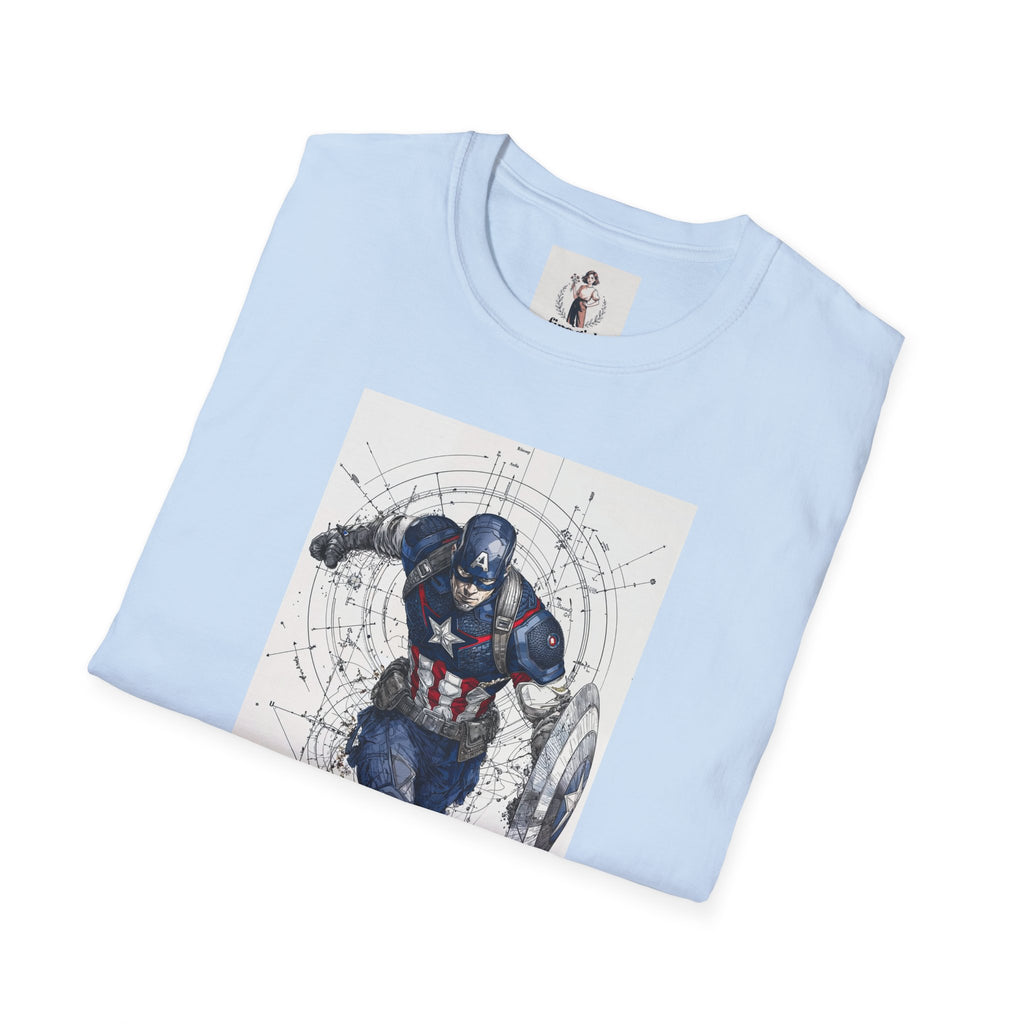 Captain America Superhero Marvel Unisex Softstyle T-Shirt, Comic Book Tee, Geeky Clothing, Cosplay Costume Top