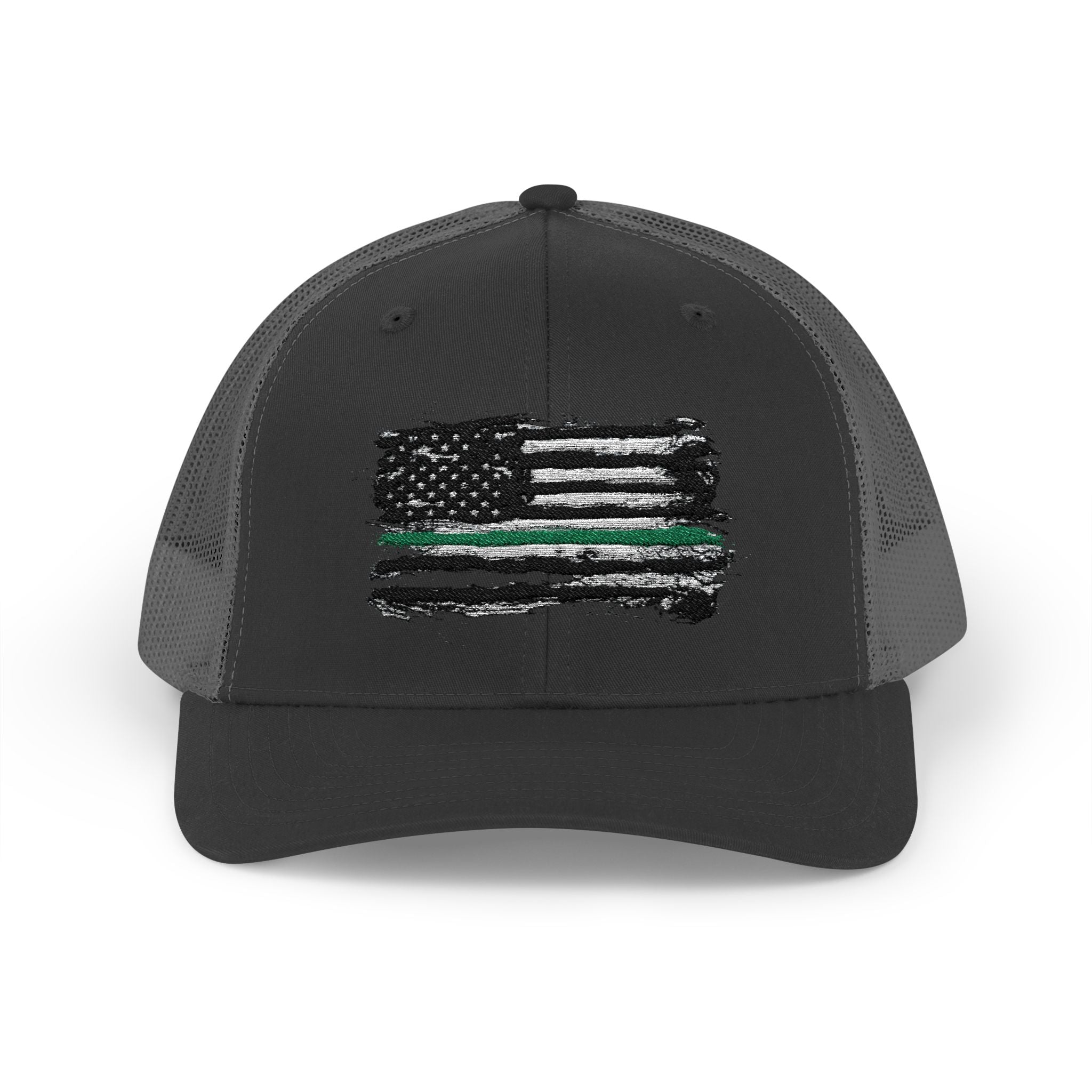 Thin Green Line Patriotic Snapback Trucker Cap with Thin Red Line Design, Ideal for First Responders, Supportive Gifts, Everyday Wear