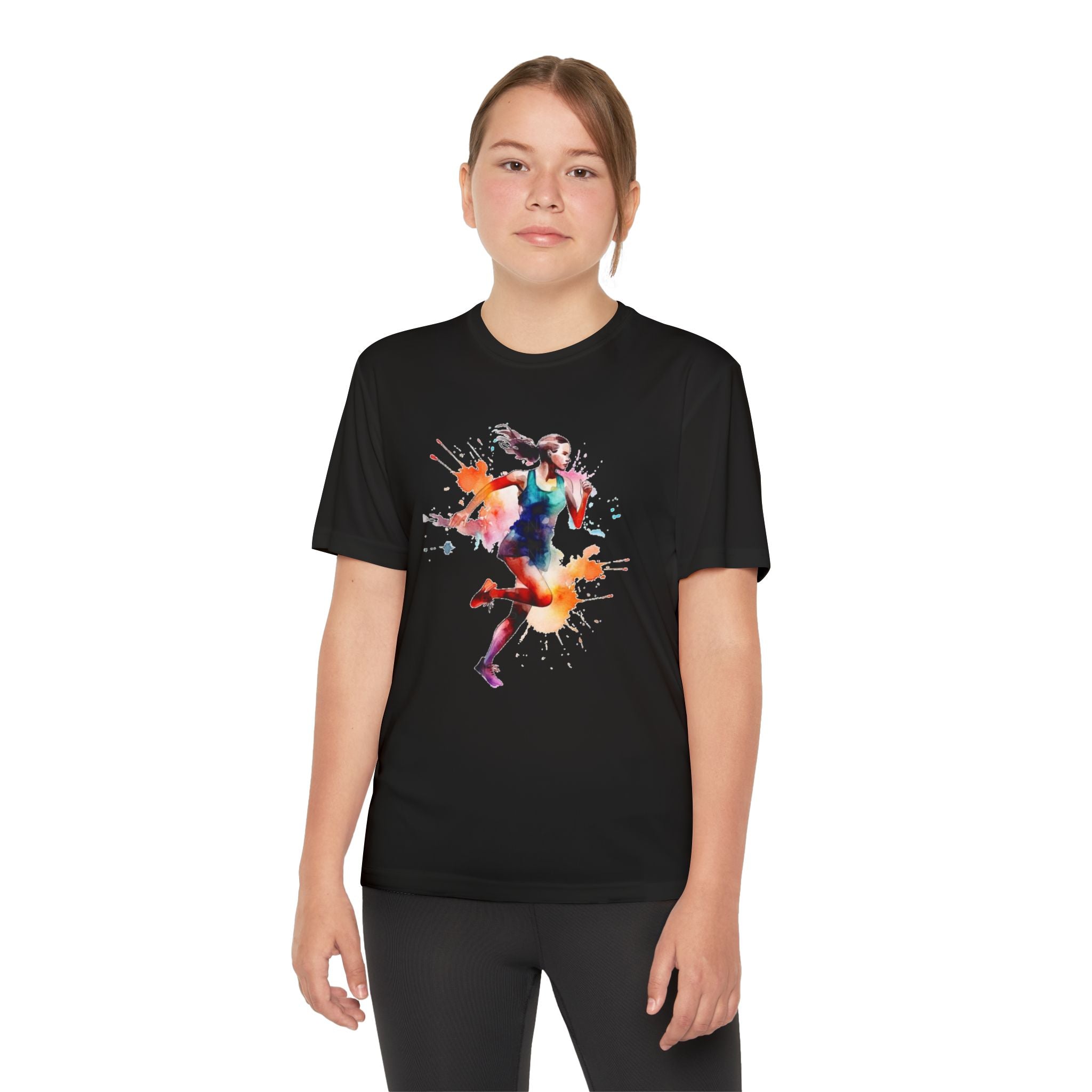 Running Youth T-Shirt Sports Graphic Tee, Cool Athletic Shirt for Kids, Perfect for Sports Events, Team Spirit