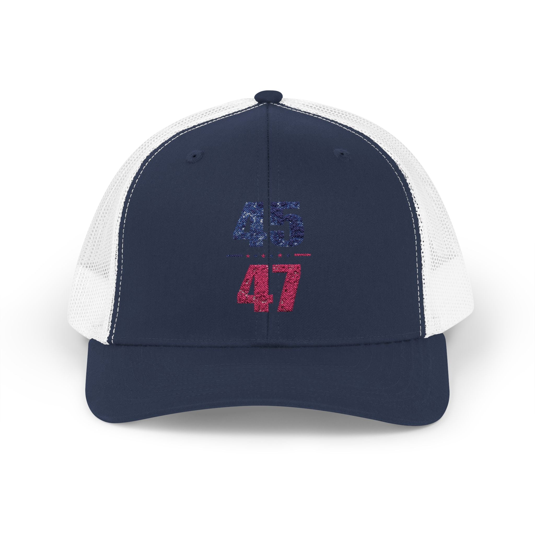 45 / 47 Patriotic Snapback Trucker Cap with Thin Red Line Design, Ideal for First Responders, Supportive Gifts, Memorials, Everyday Wear