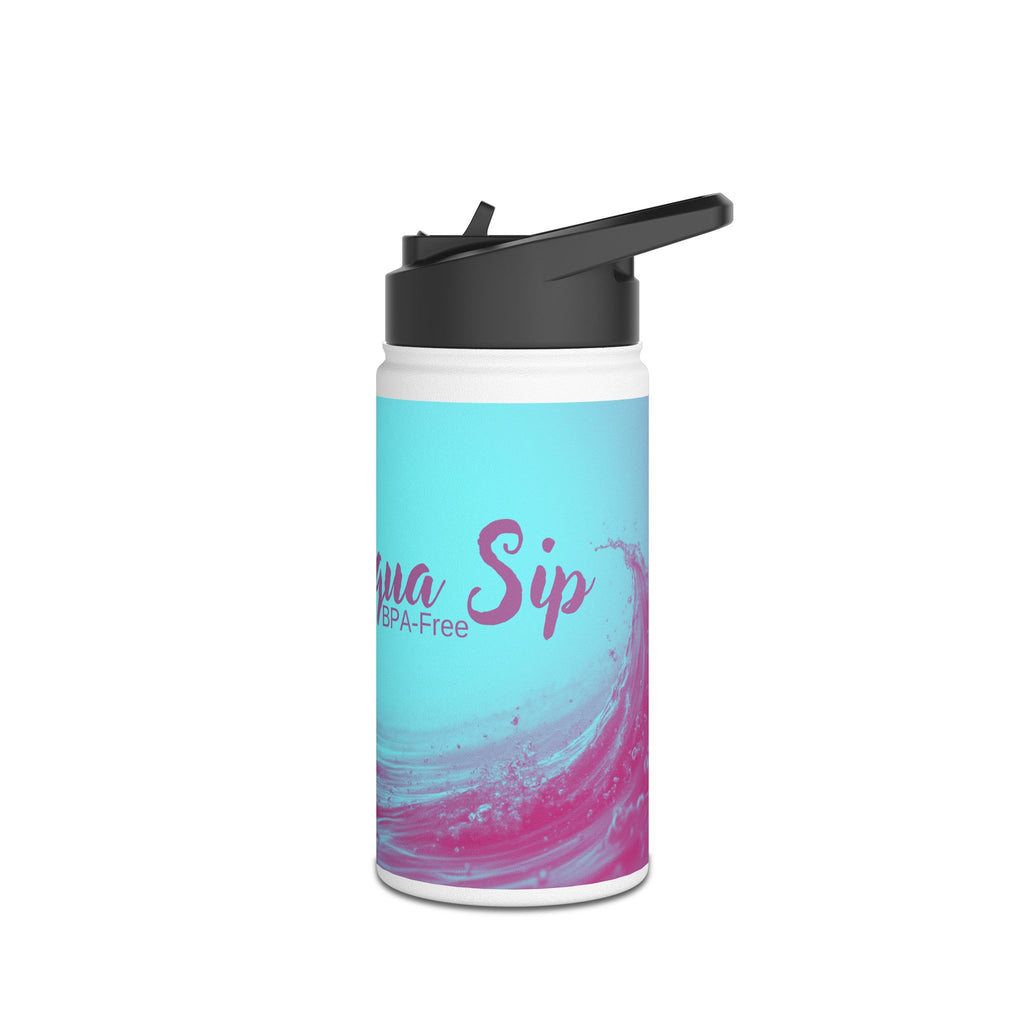 Aqua Wave Stainless Steel Water Bottle, Hydration Gift, Outdoor Adventure, Beach Vibes, Eco-Friendly, Travel Companion