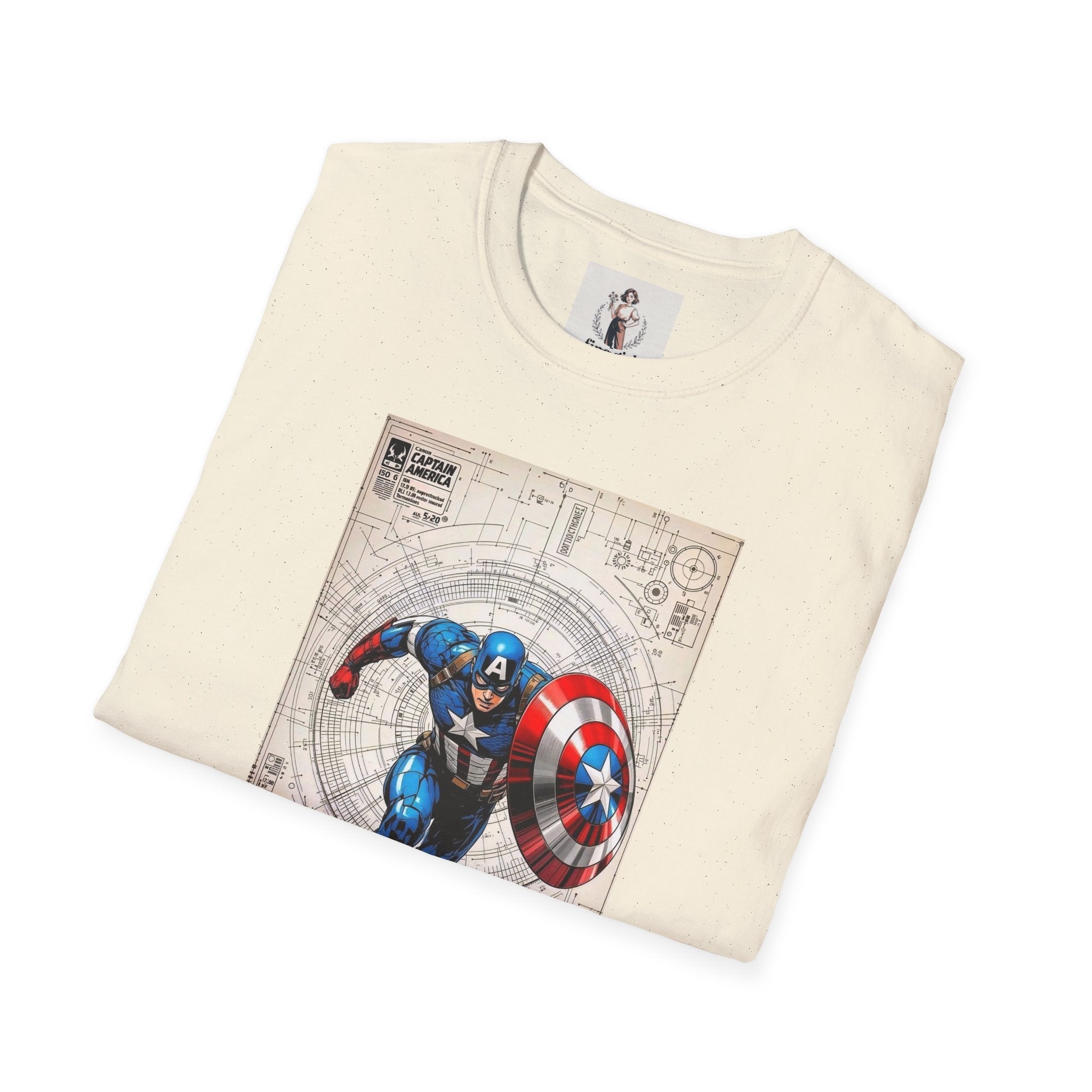 Captain America Superhero Marvel Unisex Softstyle T-Shirt, Comic Book Tee, Graphic Novel Shirt, Geeky Clothing, Cosplay Costume Top