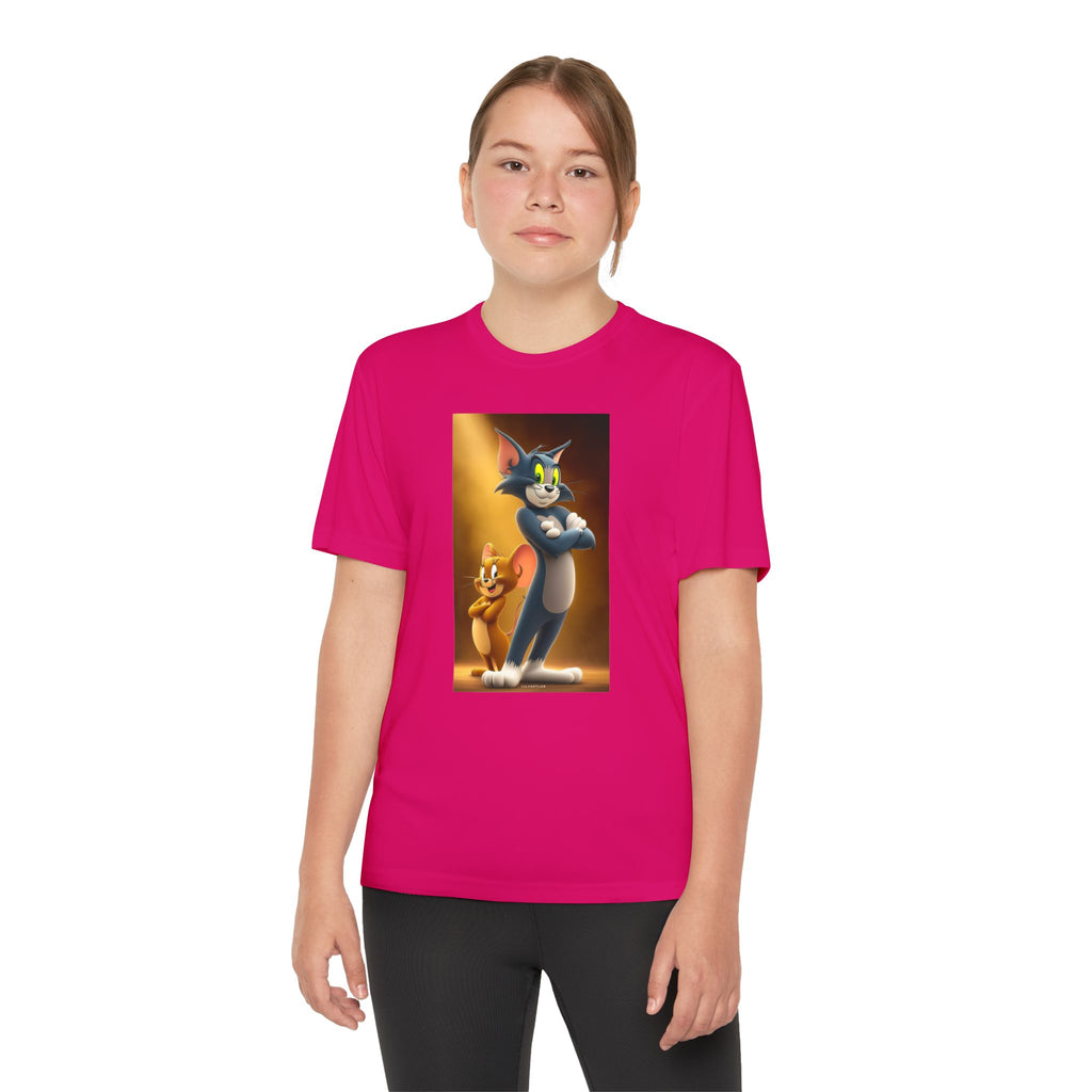 Youth Competitor Tee with Tom And Jerry design, Cartoon Graphic Kid's T-Shirt, Kids Tee, Children's Clothing, Funny Tee for Boys and Girls