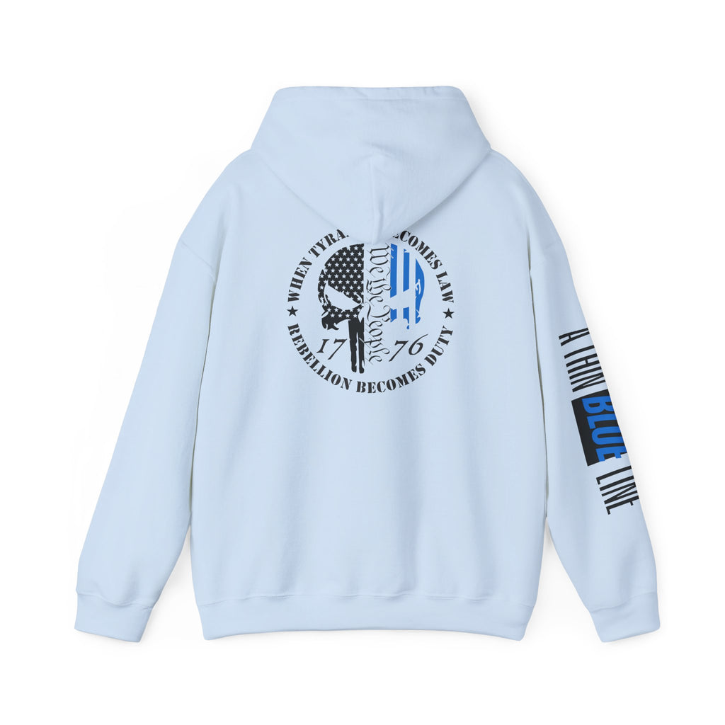 Thin Blue Line Law Enforcement Patriotic Hoodie, Police Support Sweatshirt, Law Enforcement Gift, Patriotic Hooded Pullover, USA Flag