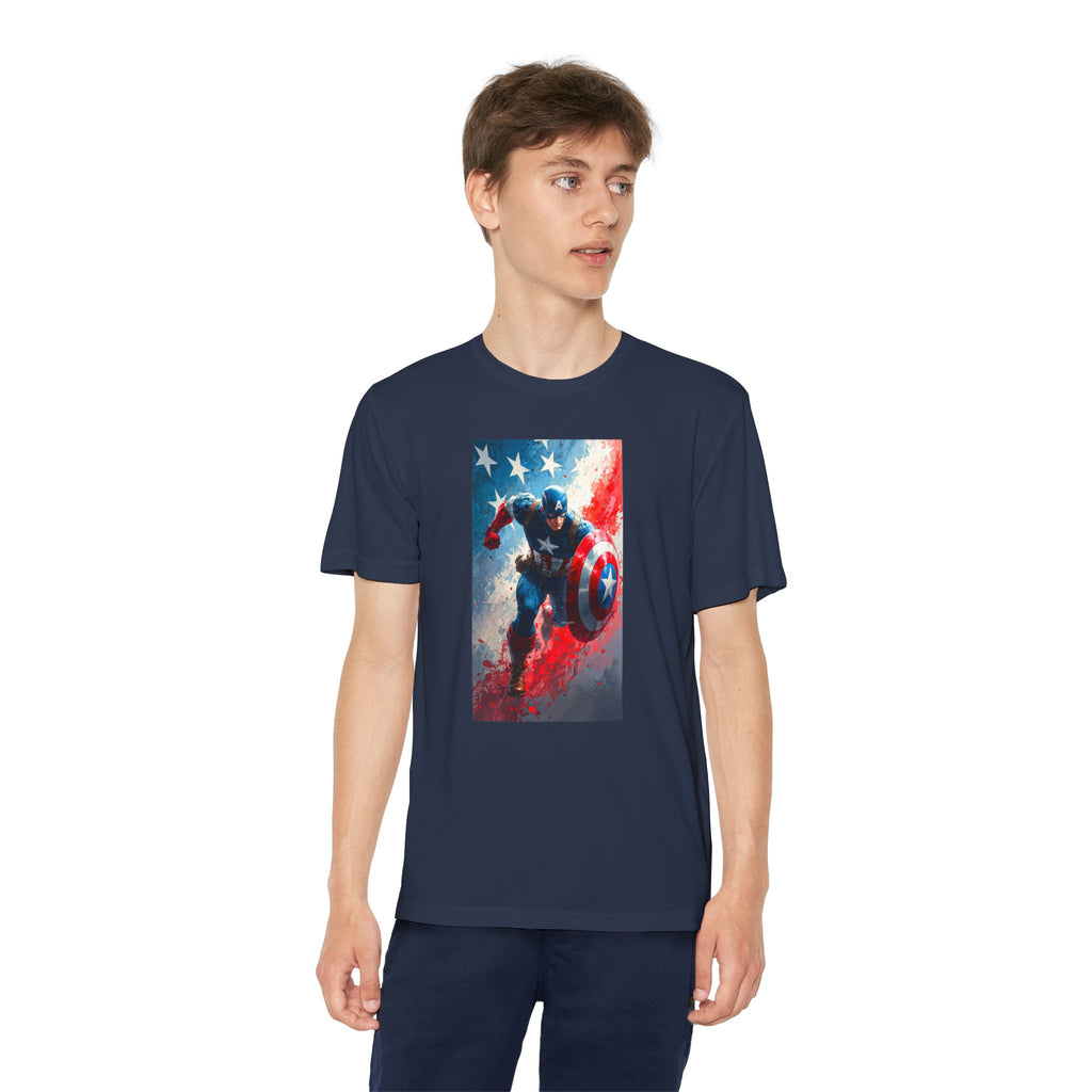 Captain America Superhero Marvel Patriotic, Kids Graphic T-Shirt, Boys Hero Top, Girls Comic Book Clothing, Birthday