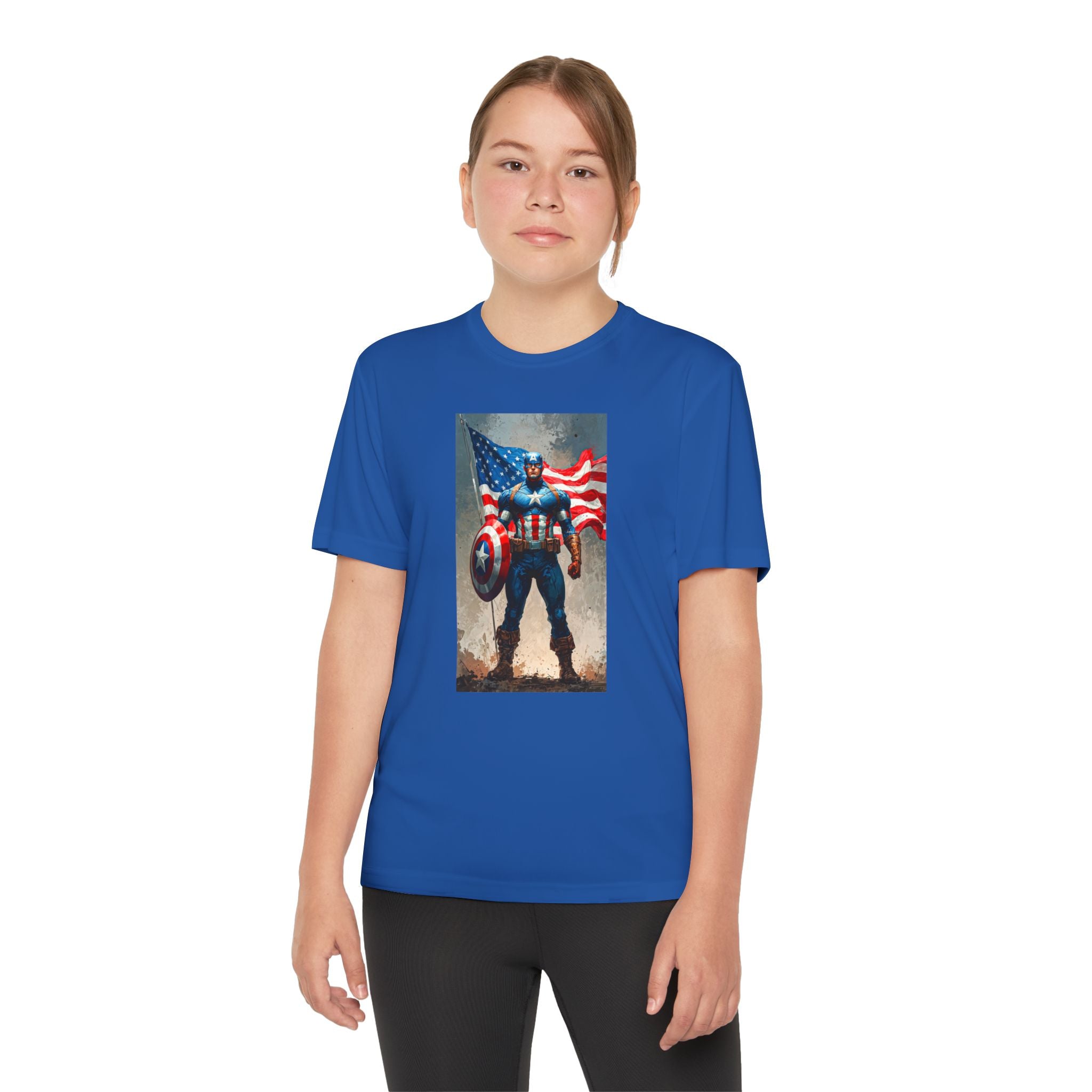 Captain America Superhero Marvel Patriotic, Kids Graphic T-Shirt, Boys Hero Top, Girls Comic Book Clothing, Birthday