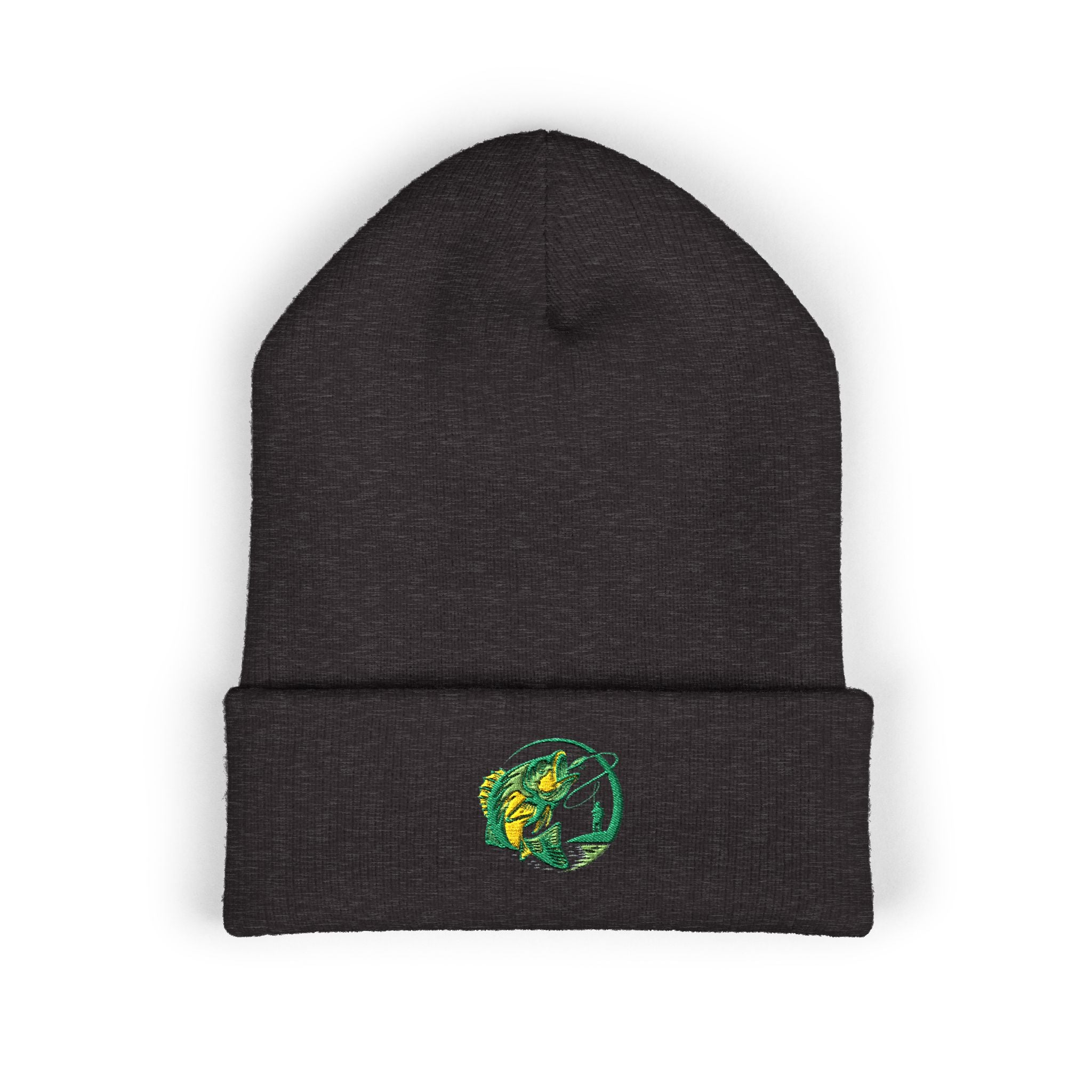 Embroidered Fishing Beanie, Fisherman Gift, Outdoor Winter Hat, Fishing Lover Apparel, Fishing Beanie with Embroidery