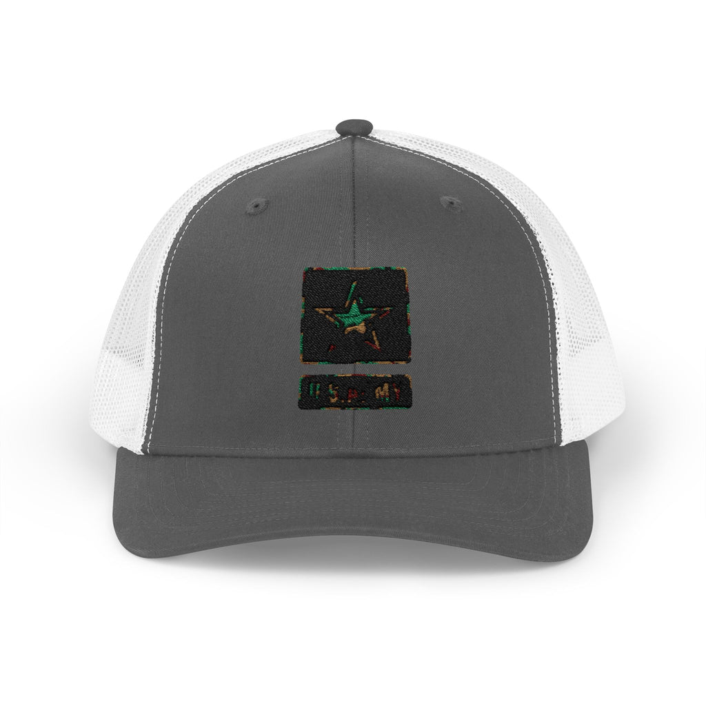 US Army Snapback Trucker Cap with Thin Red Line Design, Ideal for First Responders, Supportive Gifts, Memorials, Everyday Wear