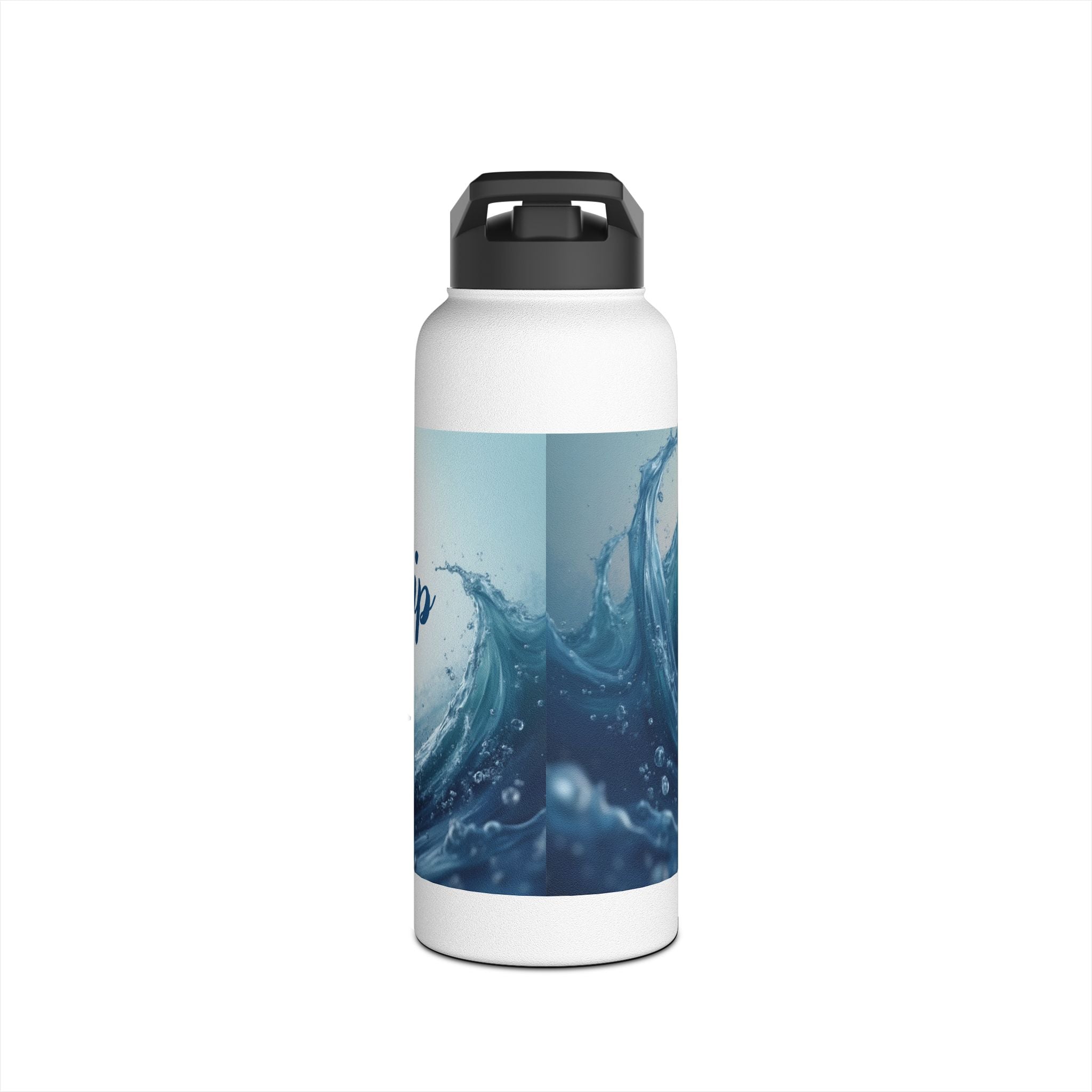 Aqua Wave Stainless Steel Water Bottle, Hydration Gift, Outdoor Adventure, Beach Vibes, Eco-Friendly, Travel Companion