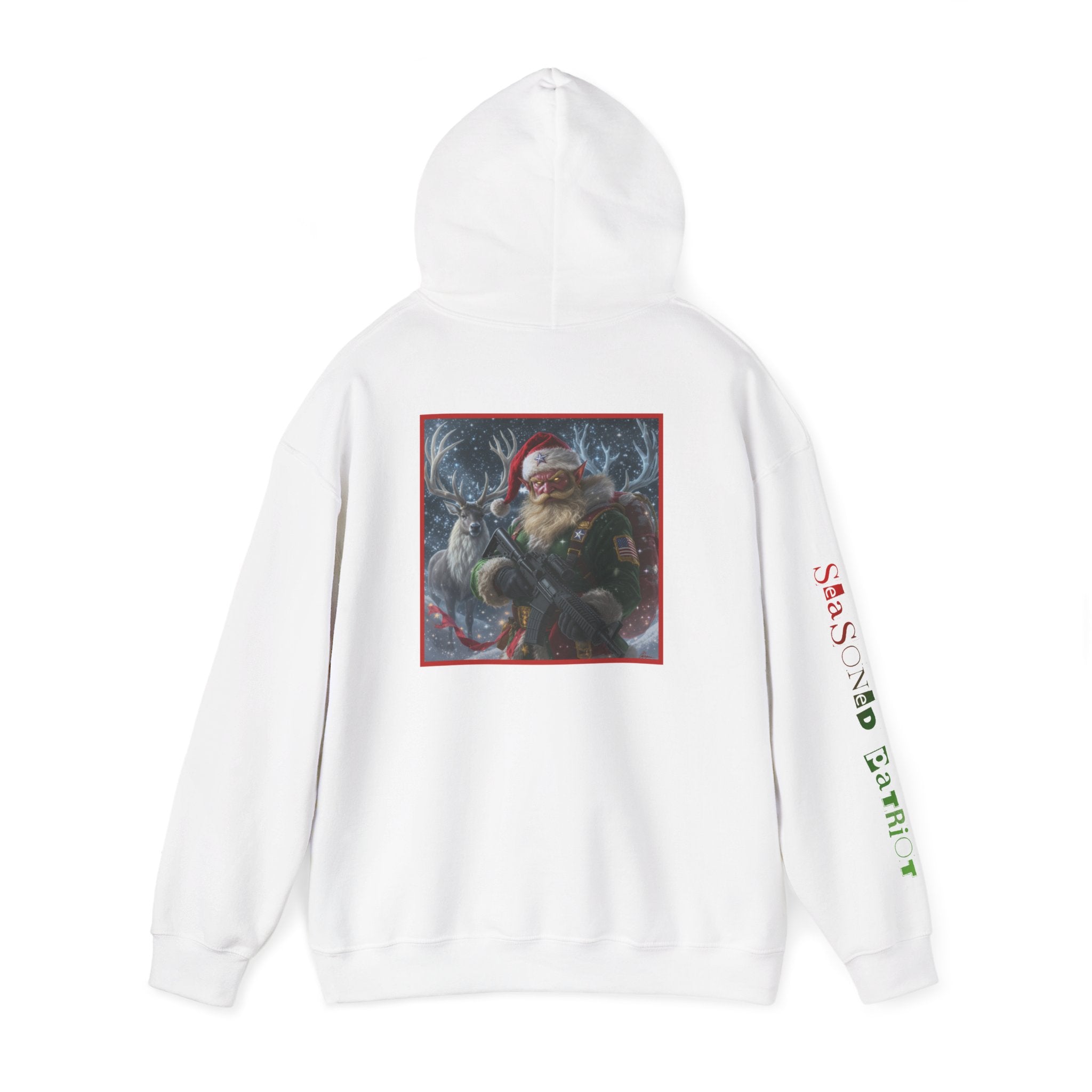 Christmas Elf Patriotic USA Hoodie, Sweatshirt, Unisex Hooded Pullover, Holiday Outerwear, Festive Winter Apparel