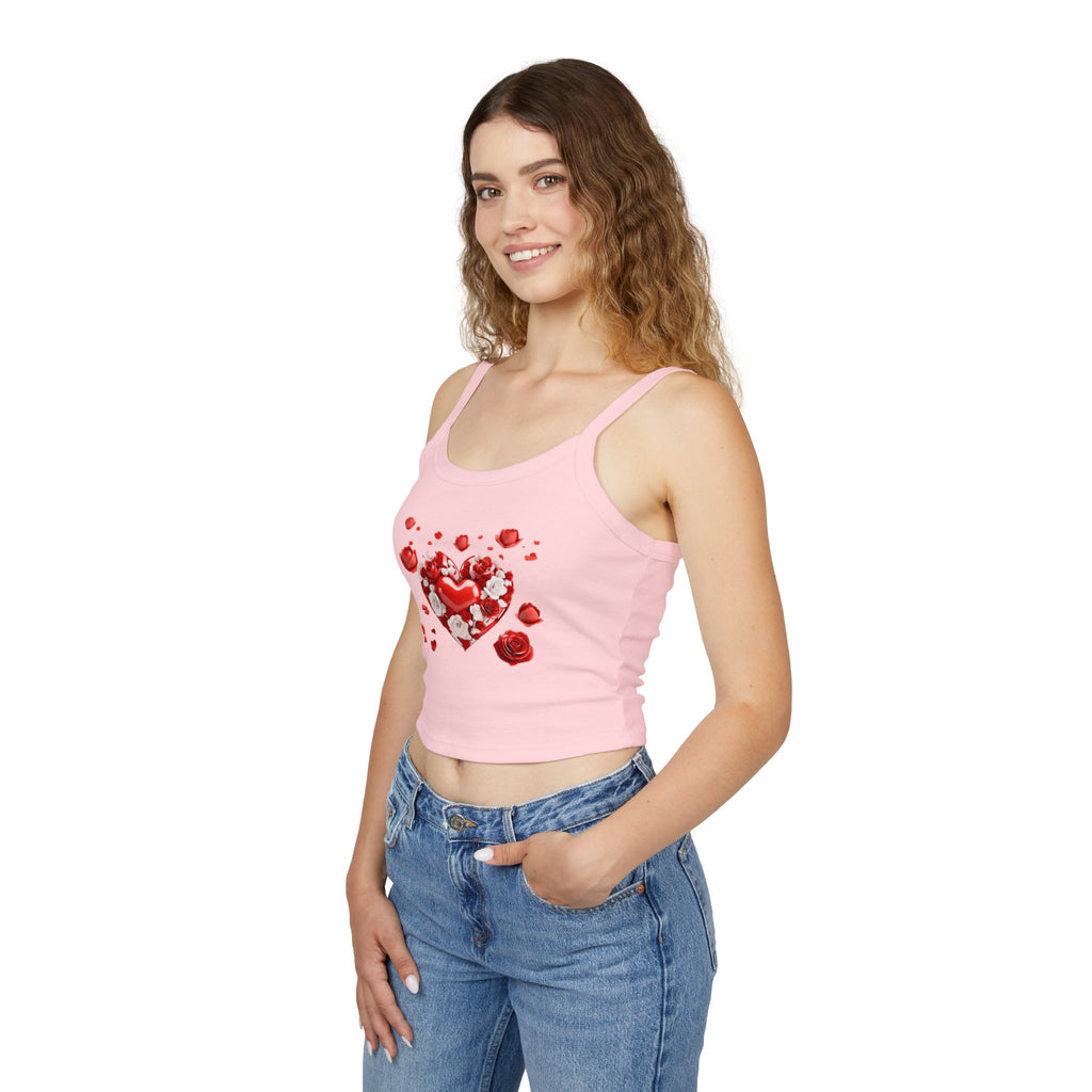 Heart Tank Top, Love Cami, Valentine's Day Shirt, Romantic Sleeveless Tee, Women's Summer Blouse, Cute Spaghetti Strap Tank