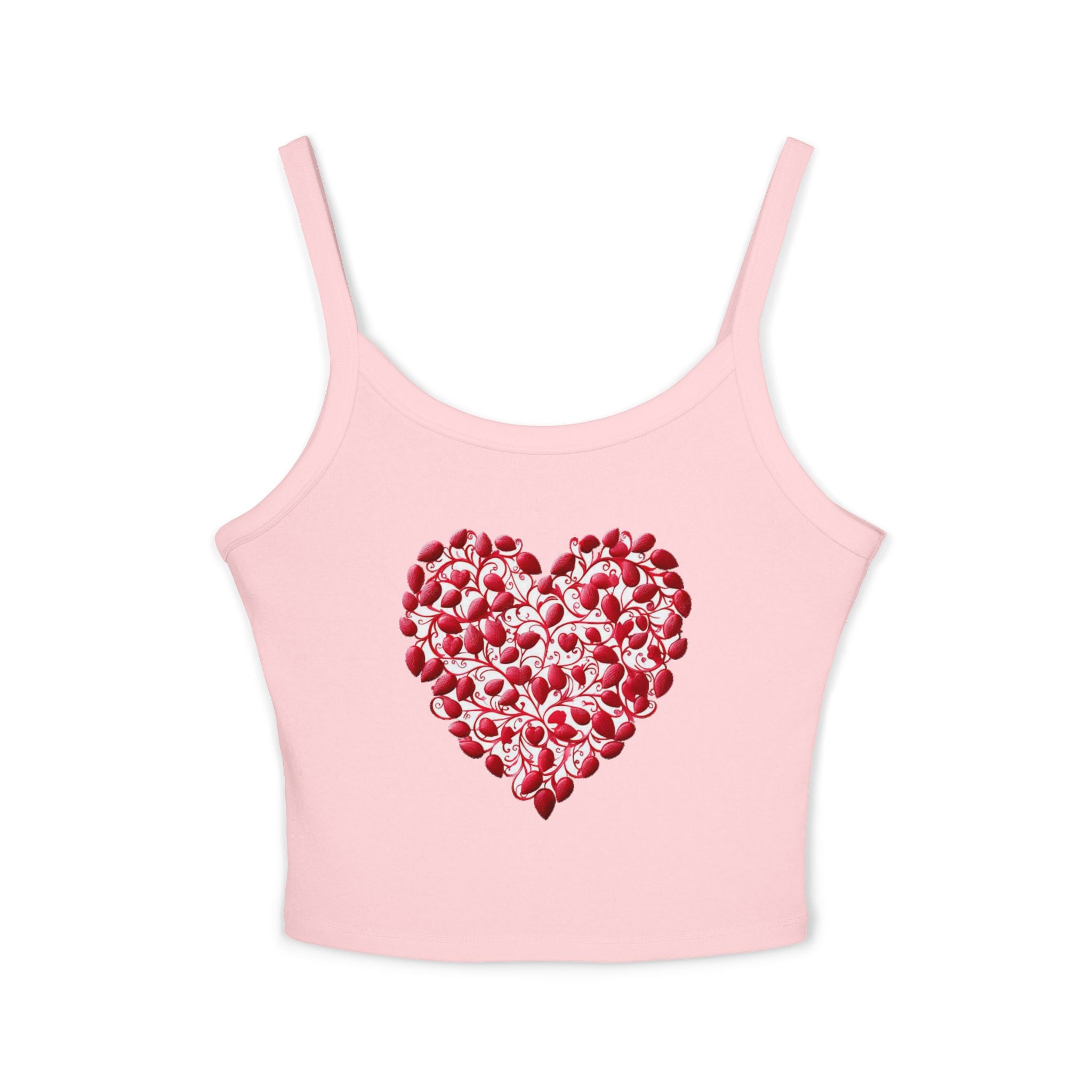Heart Tank Top, Love Cami, Valentine's Day Shirt, Romantic Sleeveless Tee, Women's Summer Blouse, Cute Spaghetti Strap Tank
