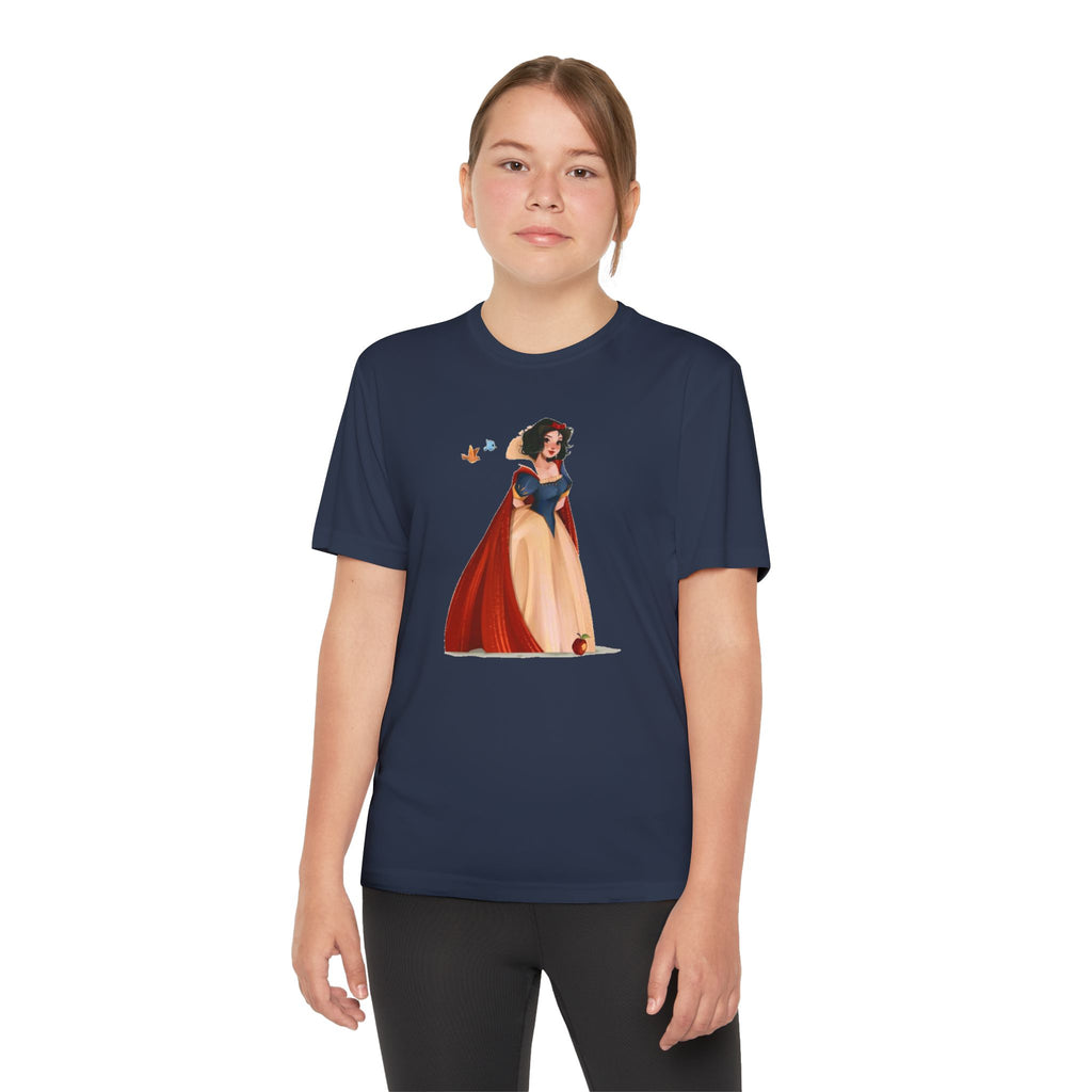 Snow White Youth T-Shirt Sports Graphic Tee, Cool Athletic Shirt for Kids, Perfect for Sports Events, Team Spirit