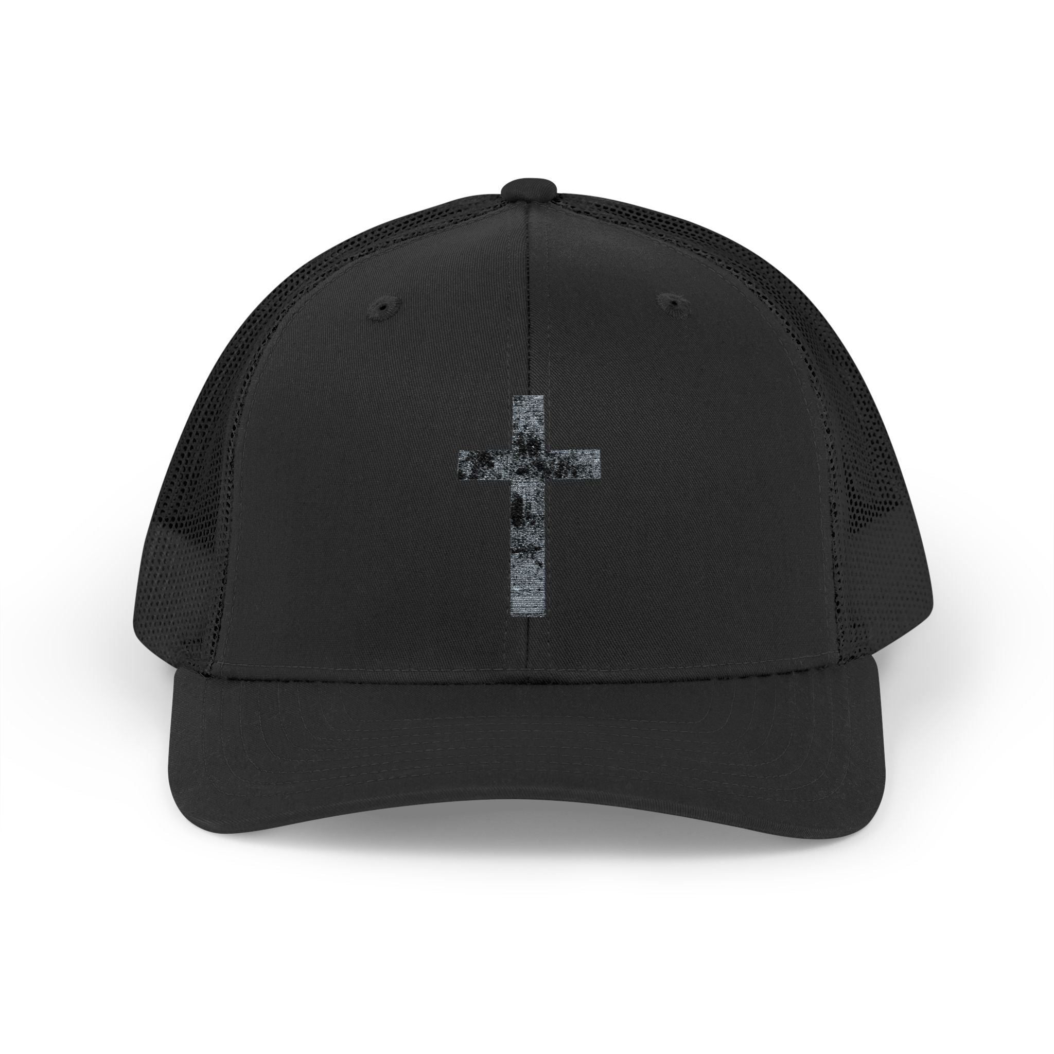 Holly Cross Snapback Trucker Cap with Thin Red Line Design, Ideal for First Responders, Supportive Gifts, Memorials, Everyday Wear