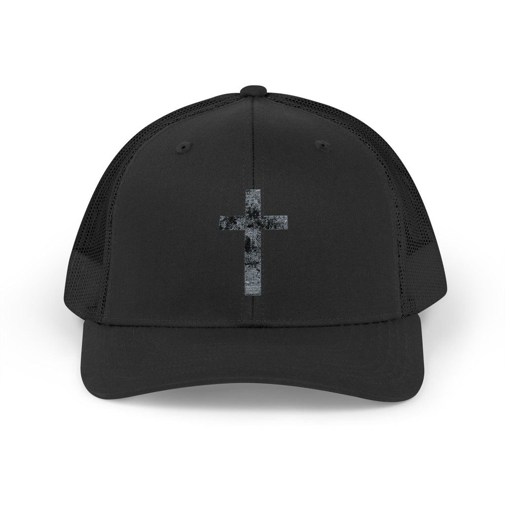 Holly Cross Snapback Trucker Cap with Thin Red Line Design, Ideal for First Responders, Supportive Gifts, Memorials, Everyday Wear