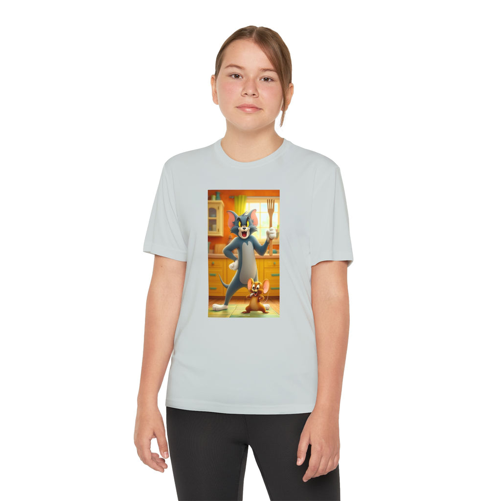 Youth Competitor Tee with Tom And Jerry design, Cartoon Graphic Kid's T-Shirt, Kids Tee, Children's Clothing, Funny Tee for Boys and Girls