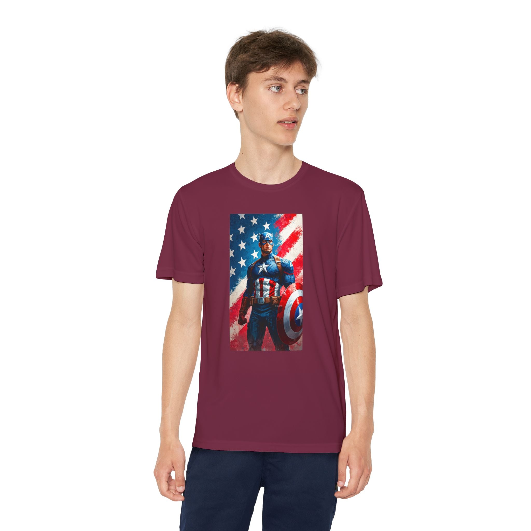 Captain America Superhero Marvel Patriotic, Kids Graphic T-Shirt, Boys Hero Top, Girls Comic Book Clothing, Birthday