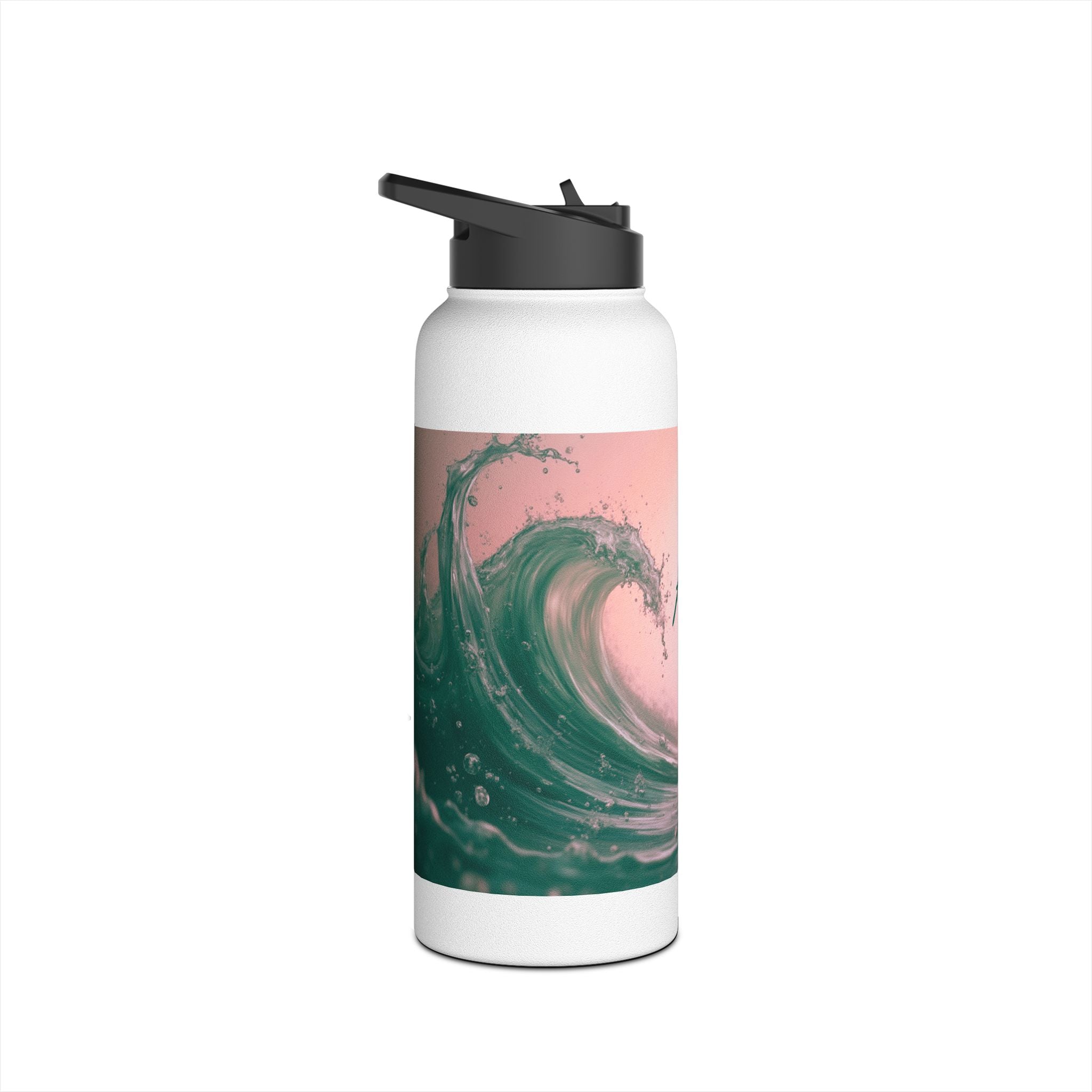 Aqua Wave Stainless Steel Water Bottle, Hydration Gift, Outdoor Adventure, Beach Vibes, Eco-Friendly, Travel Companion