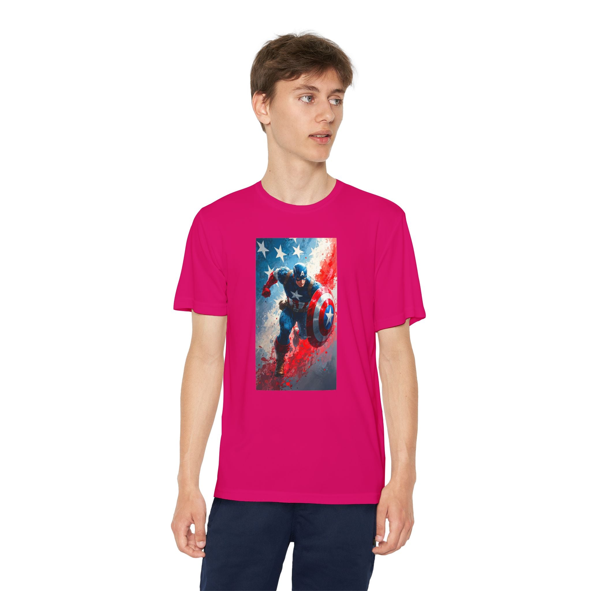 Captain America Superhero Marvel Patriotic, Kids Graphic T-Shirt, Boys Hero Top, Girls Comic Book Clothing, Birthday