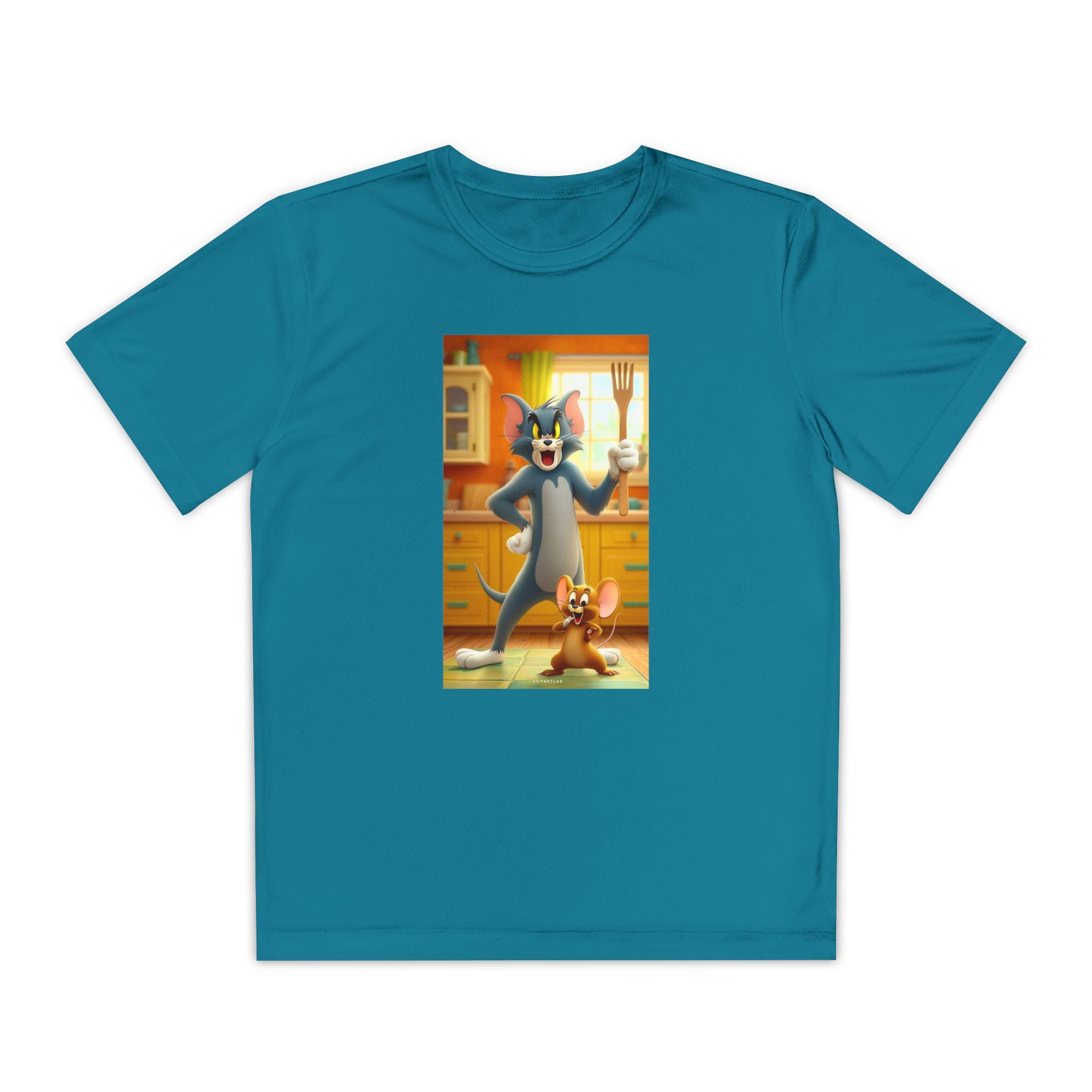 Youth Competitor Tee with Tom And Jerry design, Cartoon Graphic Kid's T-Shirt, Kids Tee, Children's Clothing, Funny Tee for Boys and Girls