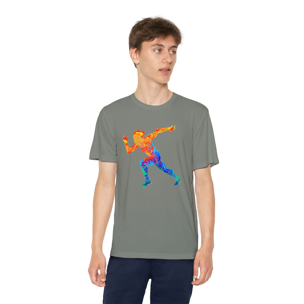 Running Youth T-Shirt Sports Graphic Tee, Cool Athletic Shirt for Kids, Perfect for Sports Events, Team Spirit