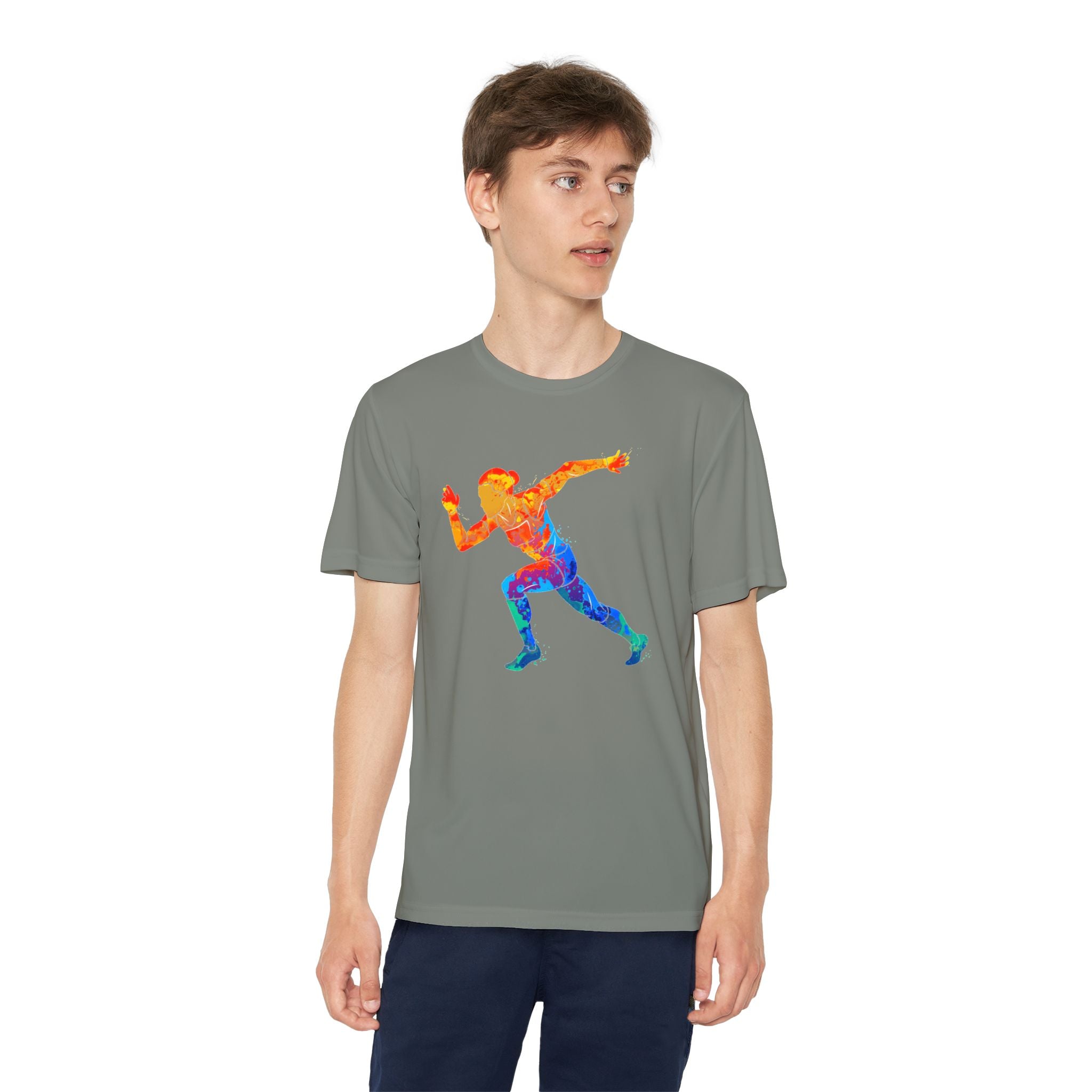Running Youth T-Shirt Sports Graphic Tee, Cool Athletic Shirt for Kids, Perfect for Sports Events, Team Spirit