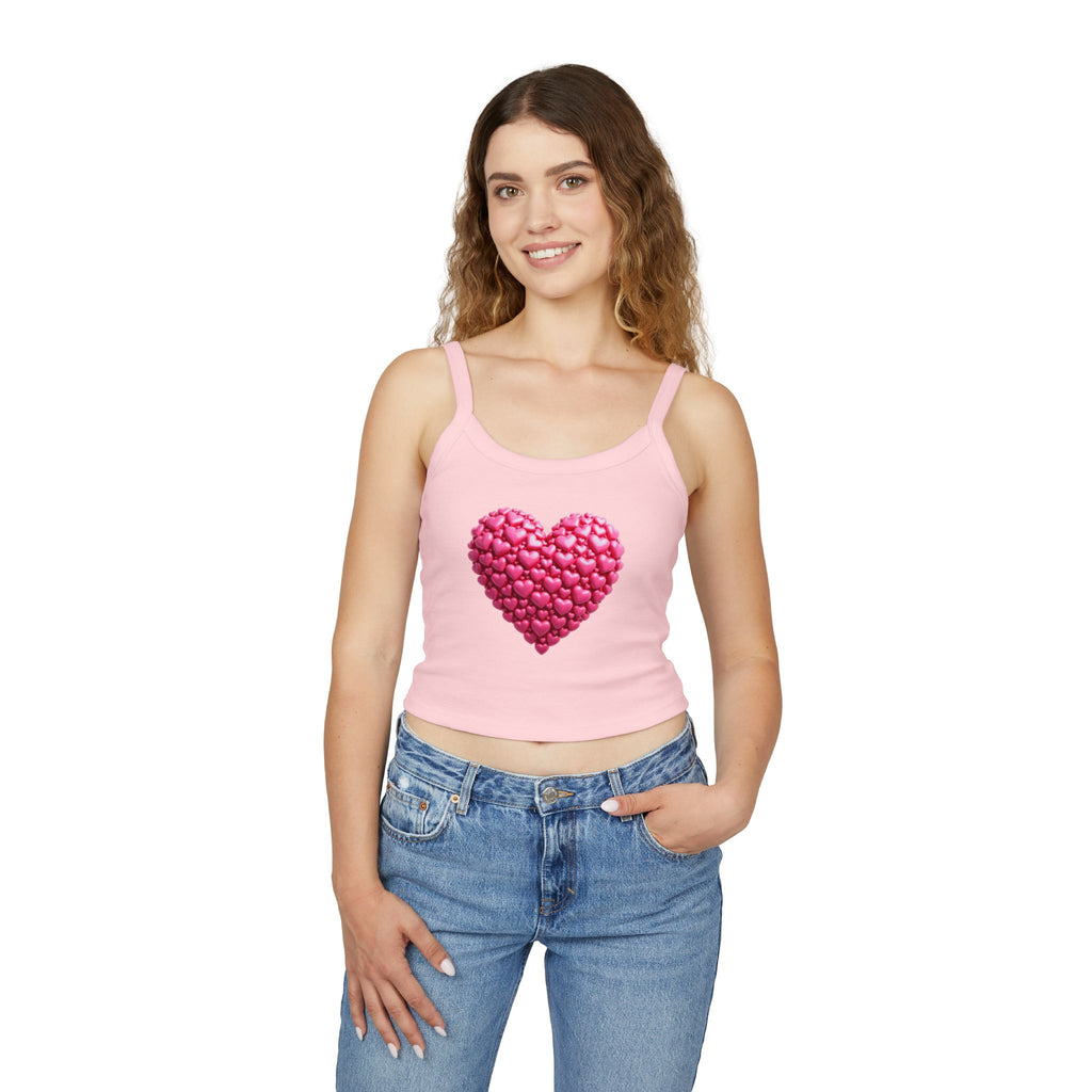 Heart Tank Top, Love Cami, Valentine's Day Shirt, Romantic Sleeveless Tee, Women's Summer Blouse, Cute Spaghetti Strap Tank