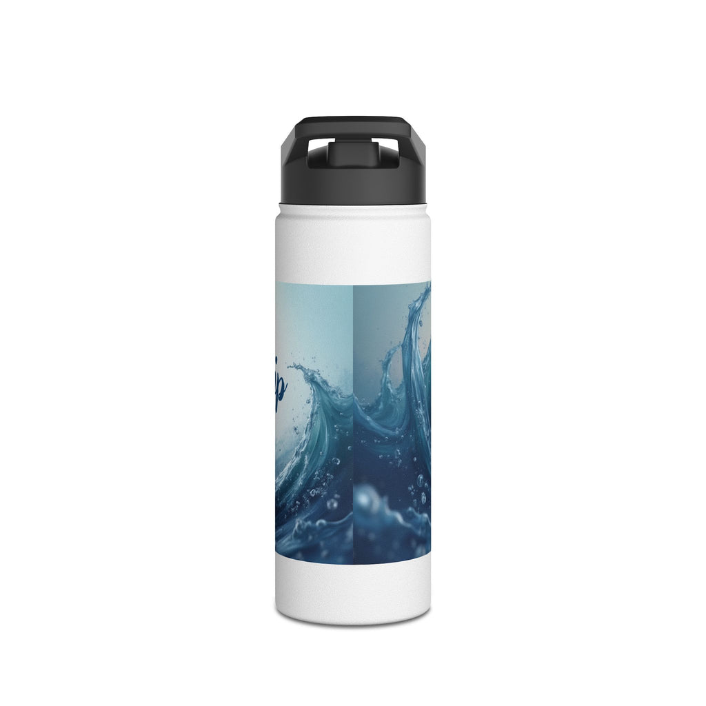 Aqua Wave Stainless Steel Water Bottle, Hydration Gift, Outdoor Adventure, Beach Vibes, Eco-Friendly, Travel Companion