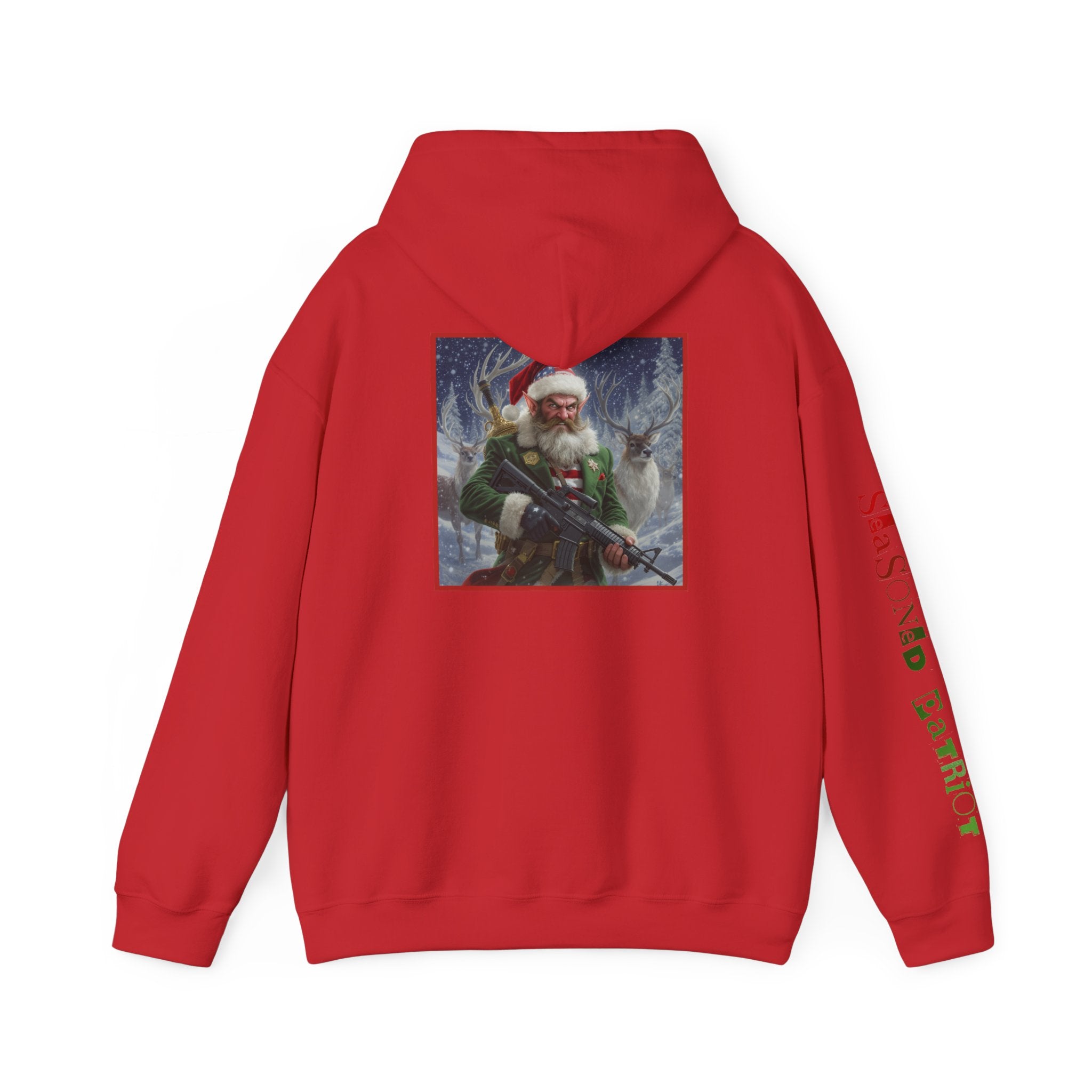 Christmas Elf Patriotic USA Hoodie, Sweatshirt, Unisex Hooded Pullover, Holiday Outerwear, Festive Winter Apparel