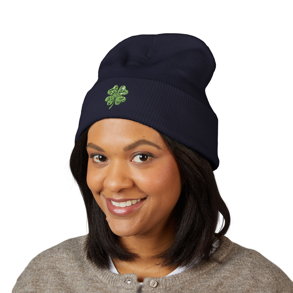 St. Patrick's Day 4-Leaf Clover Embroidered Beanie