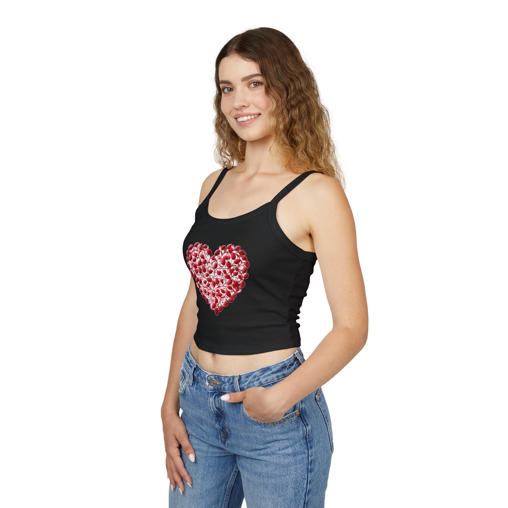 Heart Tank Top, Love Cami, Valentine's Day Shirt, Romantic Sleeveless Tee, Women's Summer Blouse, Cute Spaghetti Strap Tank