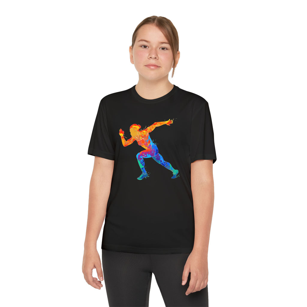 Running Youth T-Shirt Sports Graphic Tee, Cool Athletic Shirt for Kids, Perfect for Sports Events, Team Spirit