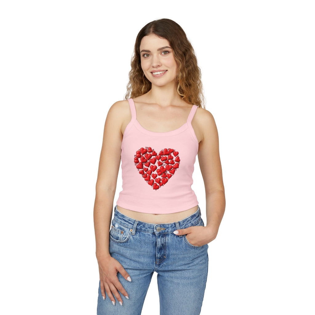 Heart Tank Top, Love Cami, Valentine's Day Shirt, Romantic Sleeveless Tee, Women's Summer Blouse, Cute Spaghetti Strap Tank
