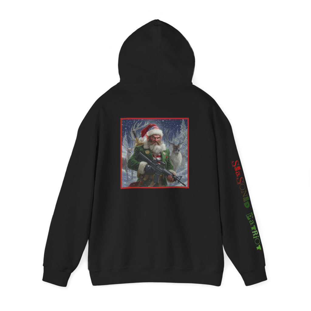 Christmas Elf Patriotic USA Hoodie, Sweatshirt, Unisex Hooded Pullover, Holiday Outerwear, Festive Winter Apparel