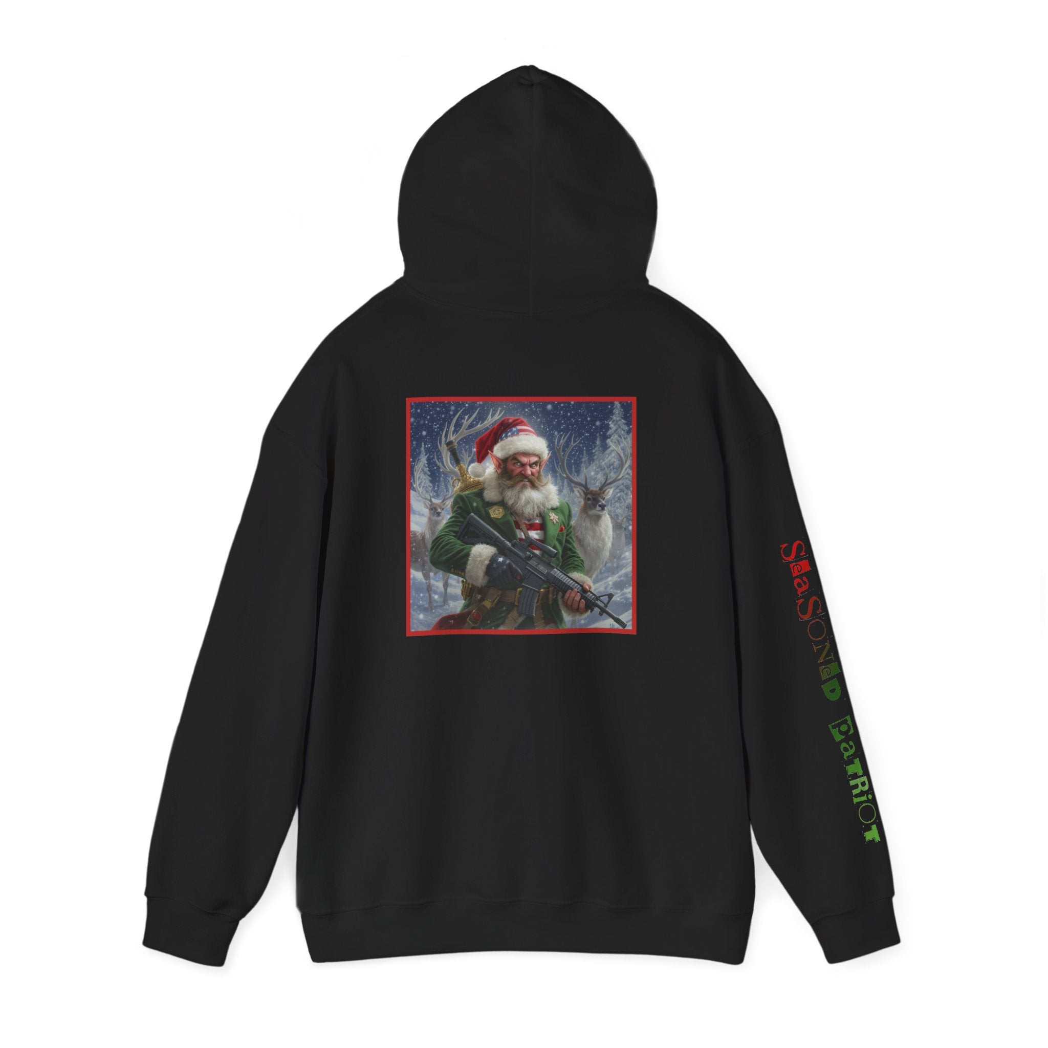 Christmas Elf Patriotic USA Hoodie, Sweatshirt, Unisex Hooded Pullover, Holiday Outerwear, Festive Winter Apparel