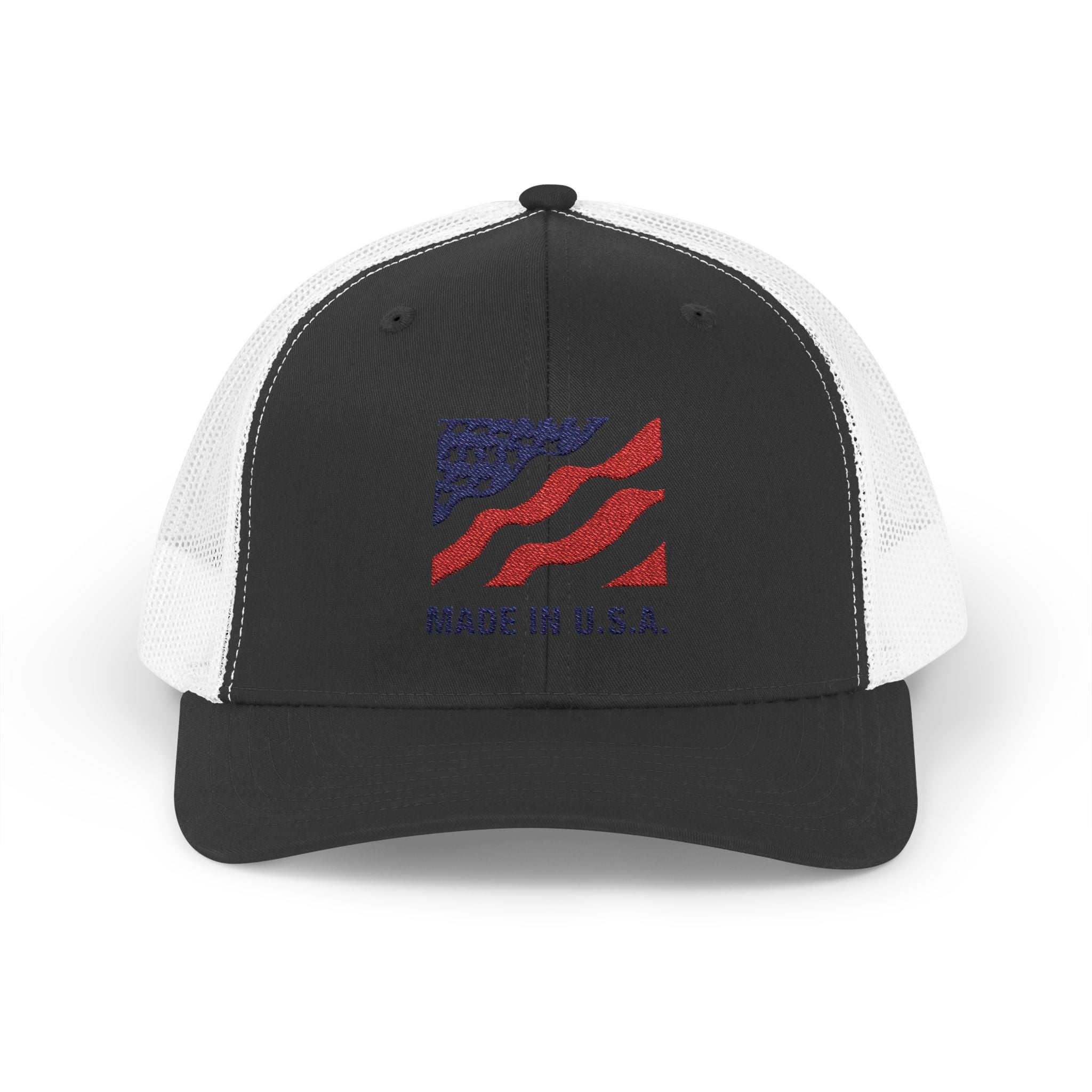 Made In The USA Snapback Trucker Cap with Thin Red Line Design, Ideal for First Responders, Supportive Gifts, Memorials, Everyday Wear
